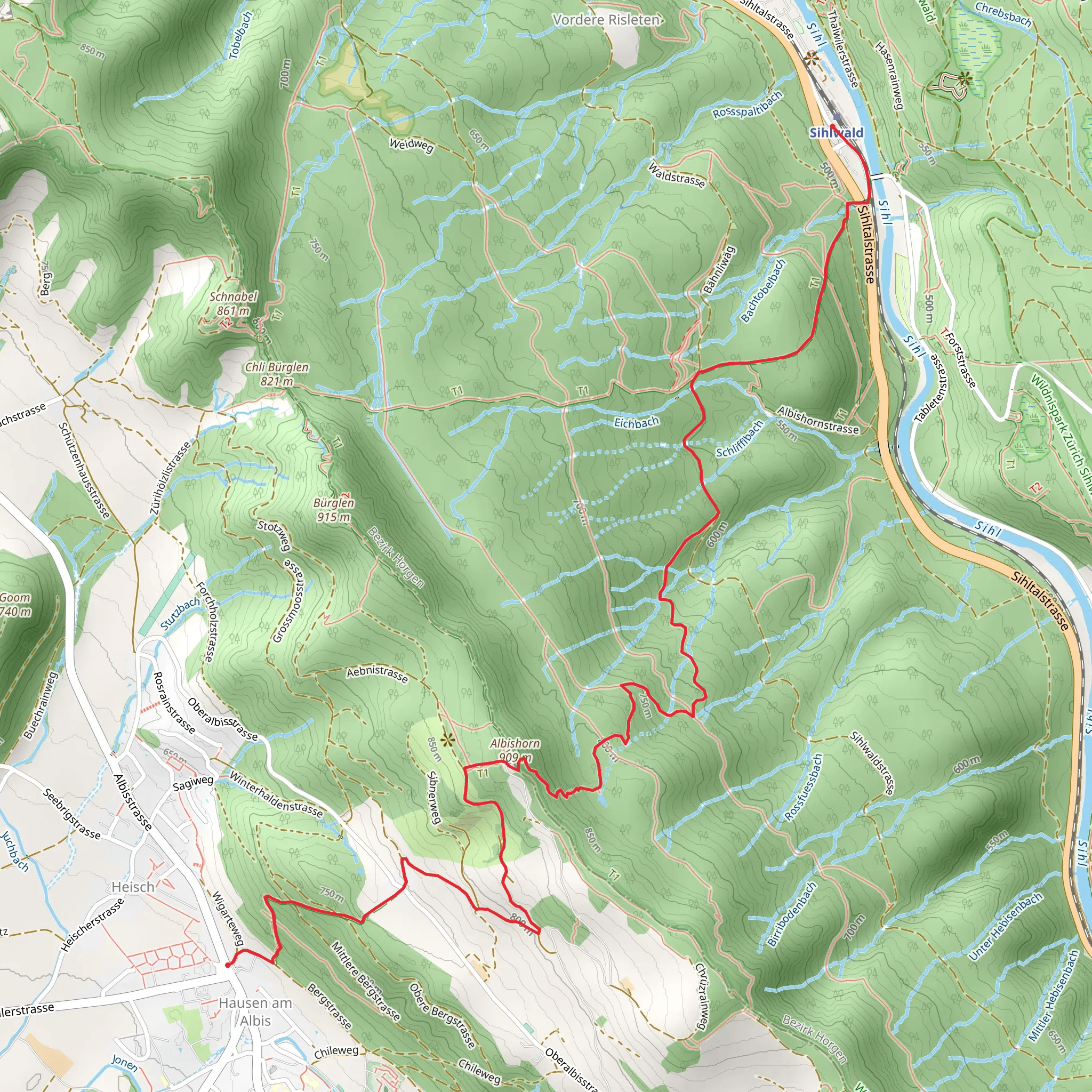 Sihlwald Wilderness Trail mobile static map