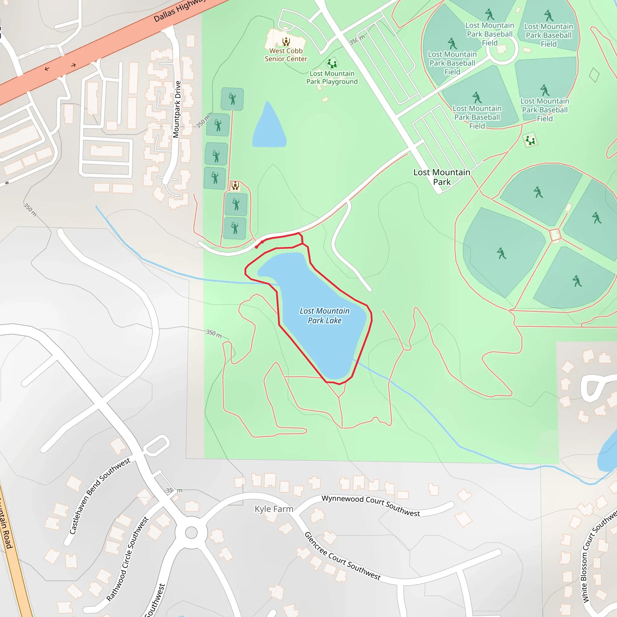 Lost Mountain Park Lake Loop mobile static map
