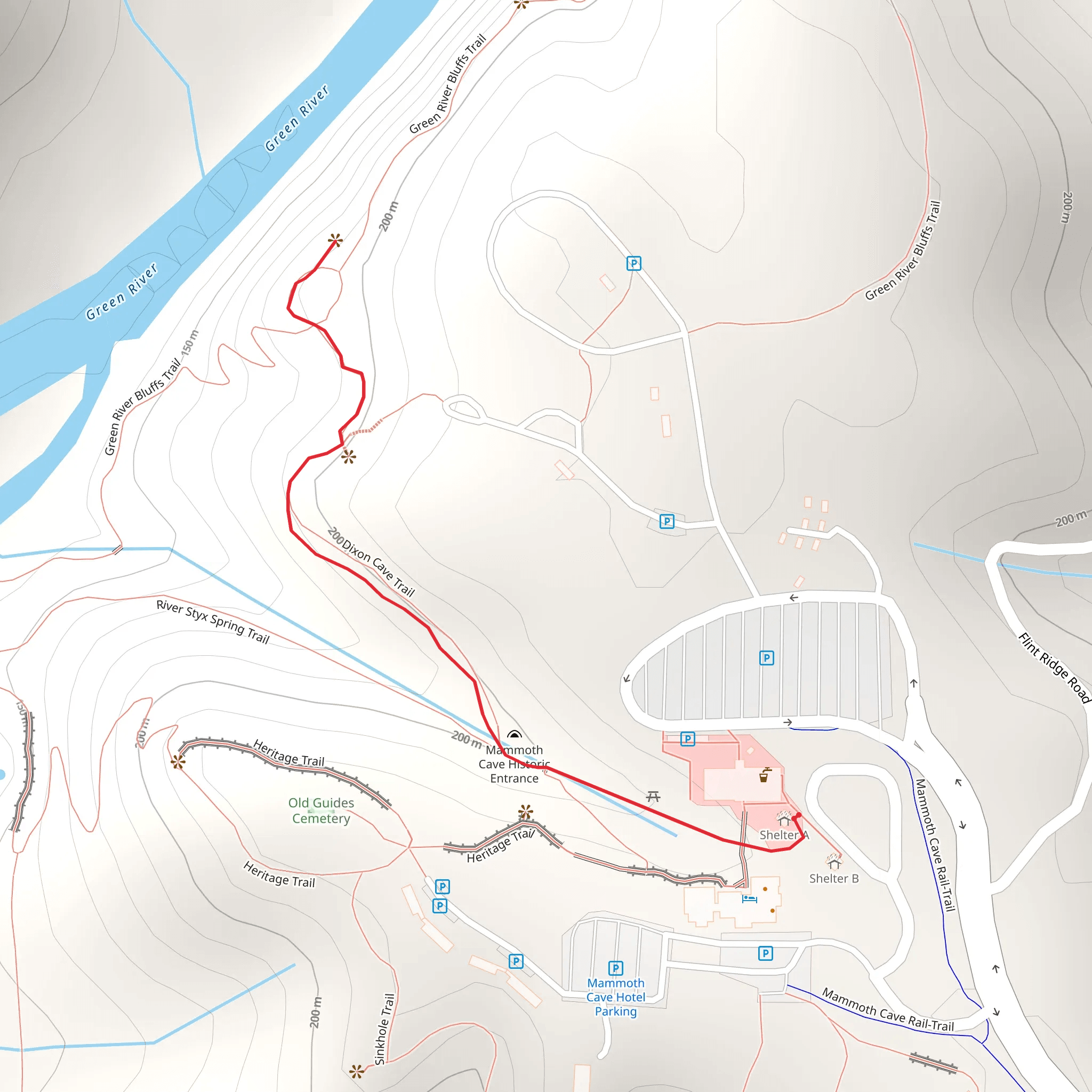 Dixon Cave Trail mobile static map