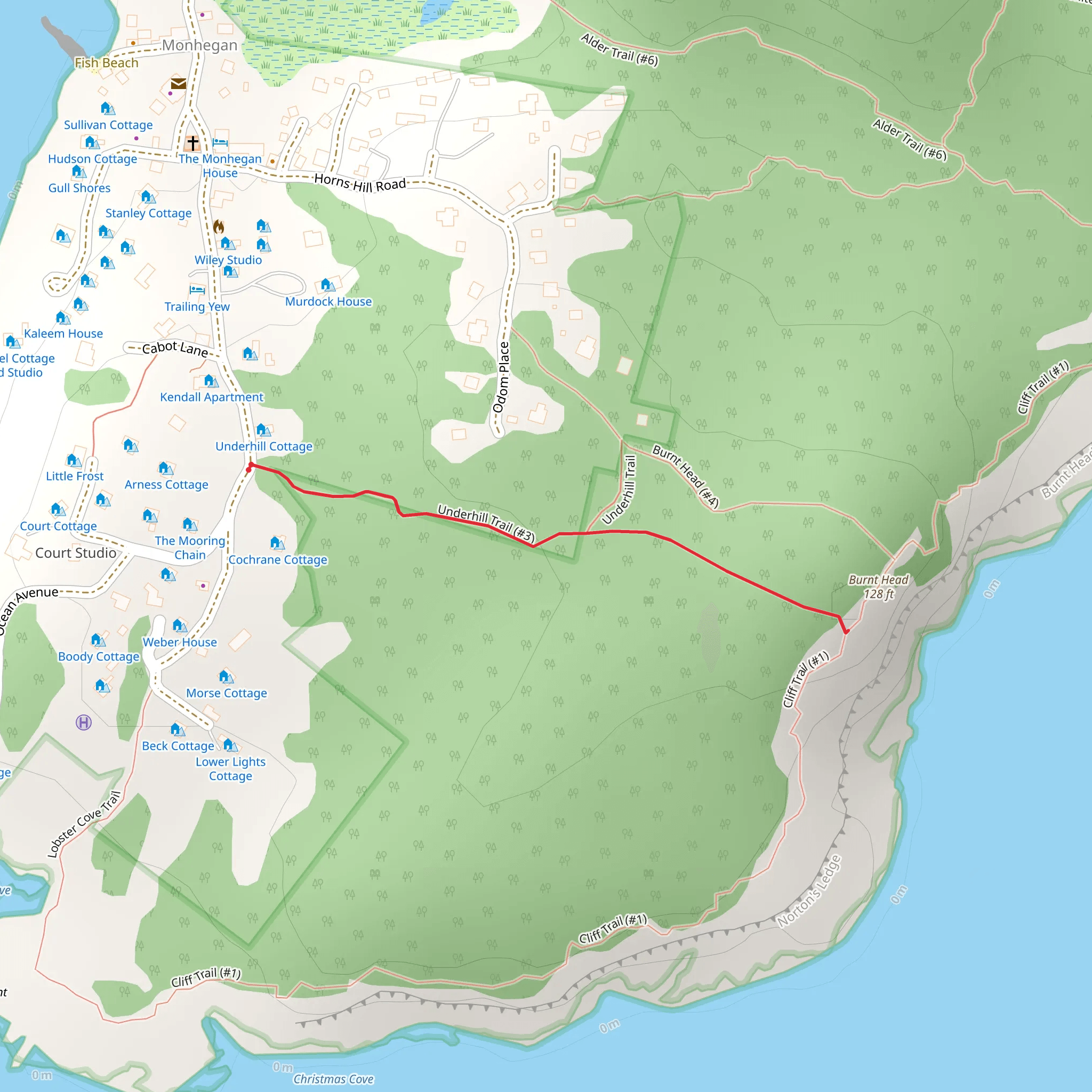 Burnt Head via Underhill Trail mobile static map