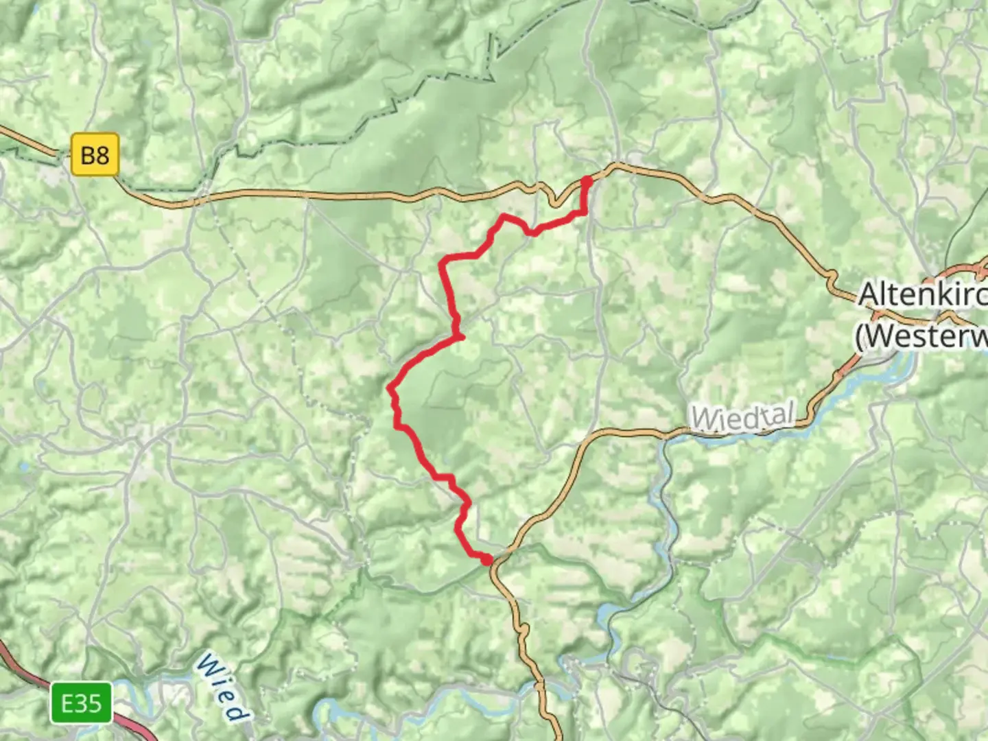 An image depicting the trail Weyerbusch to Flammersfeld Walk and its surrounding area.