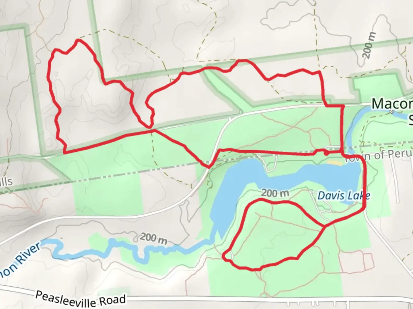 An image depicting the trail Macomb Reservation State Park Loop and its surrounding area.