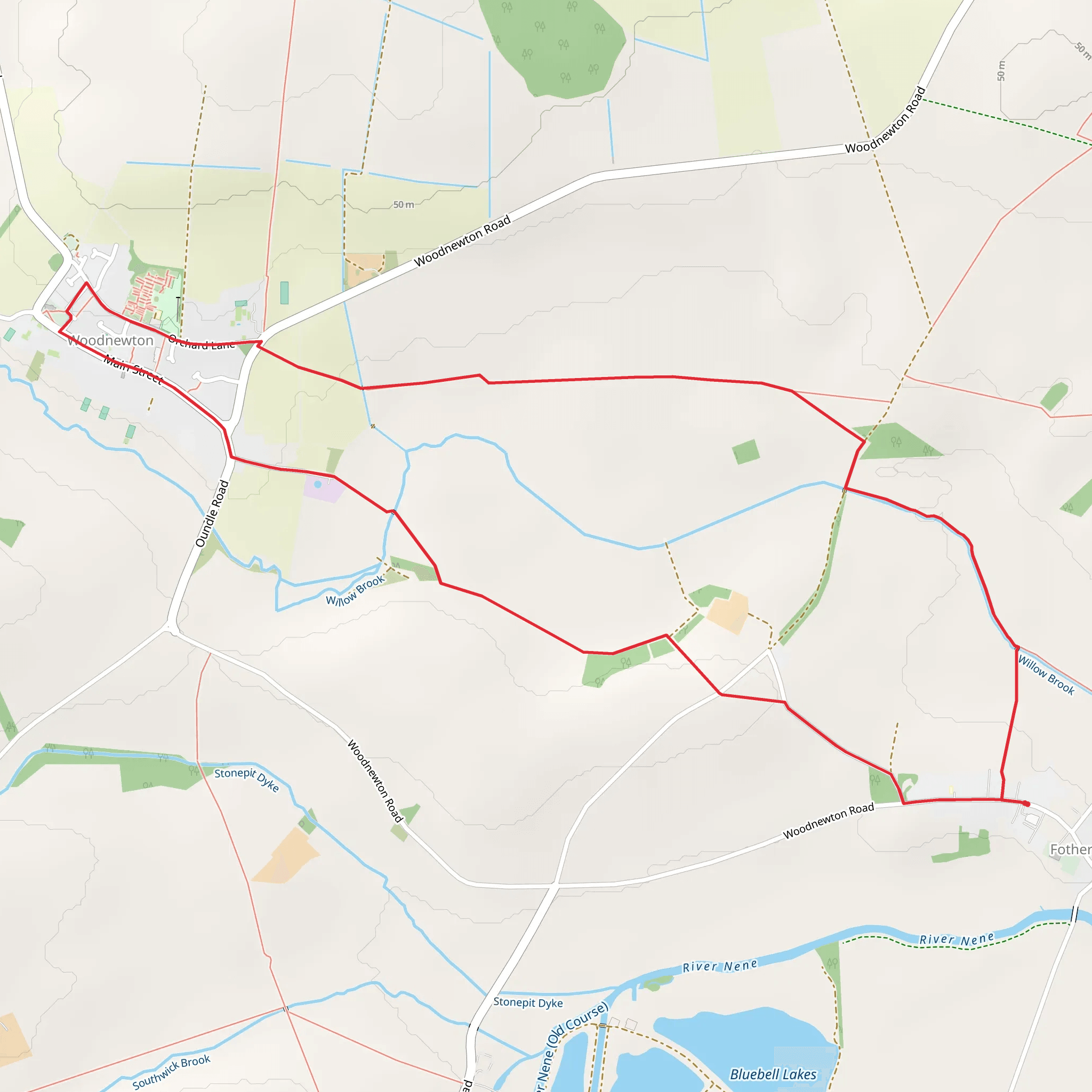 Woodnewton Loop mobile static map