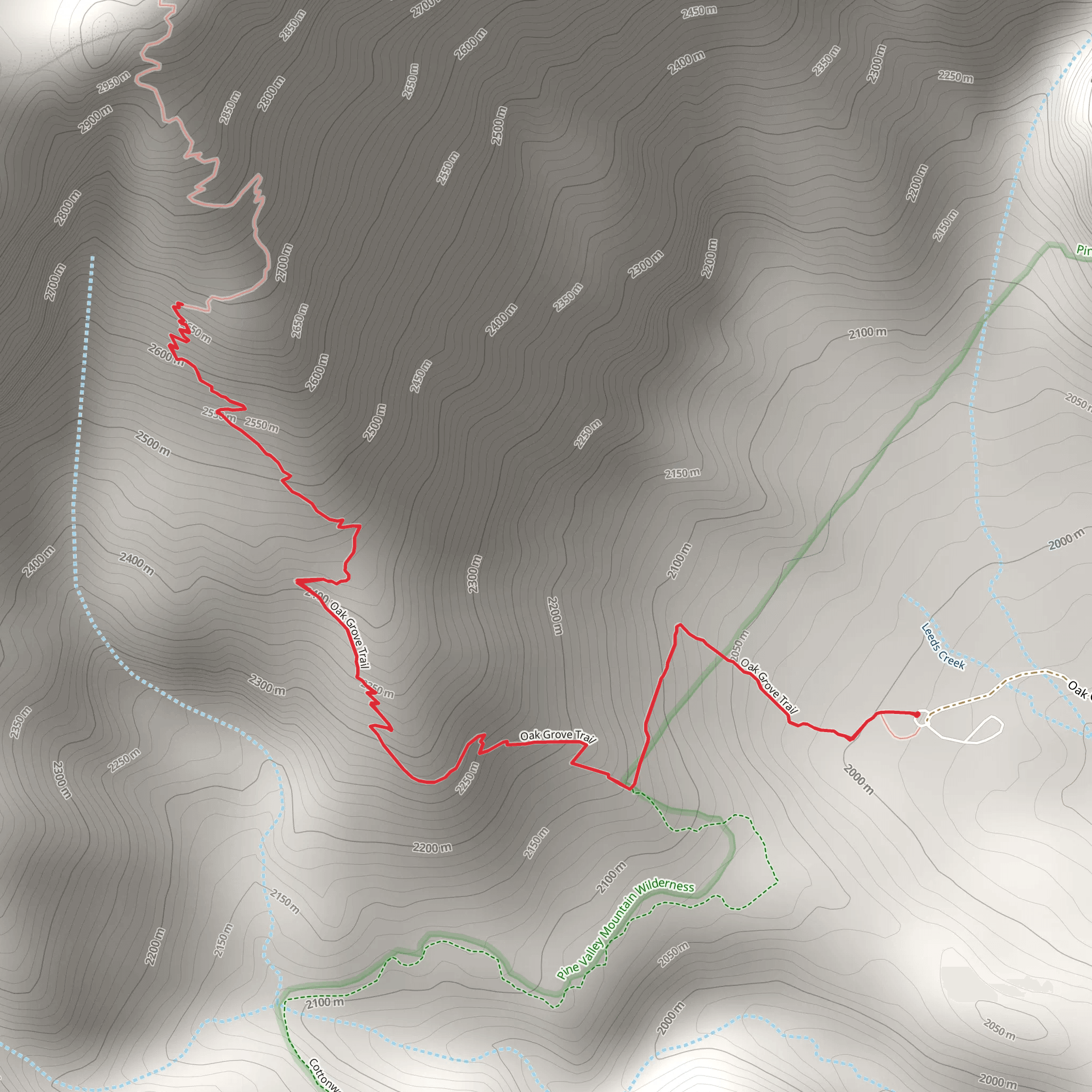 Oak Grove Trail Out and Back mobile static map