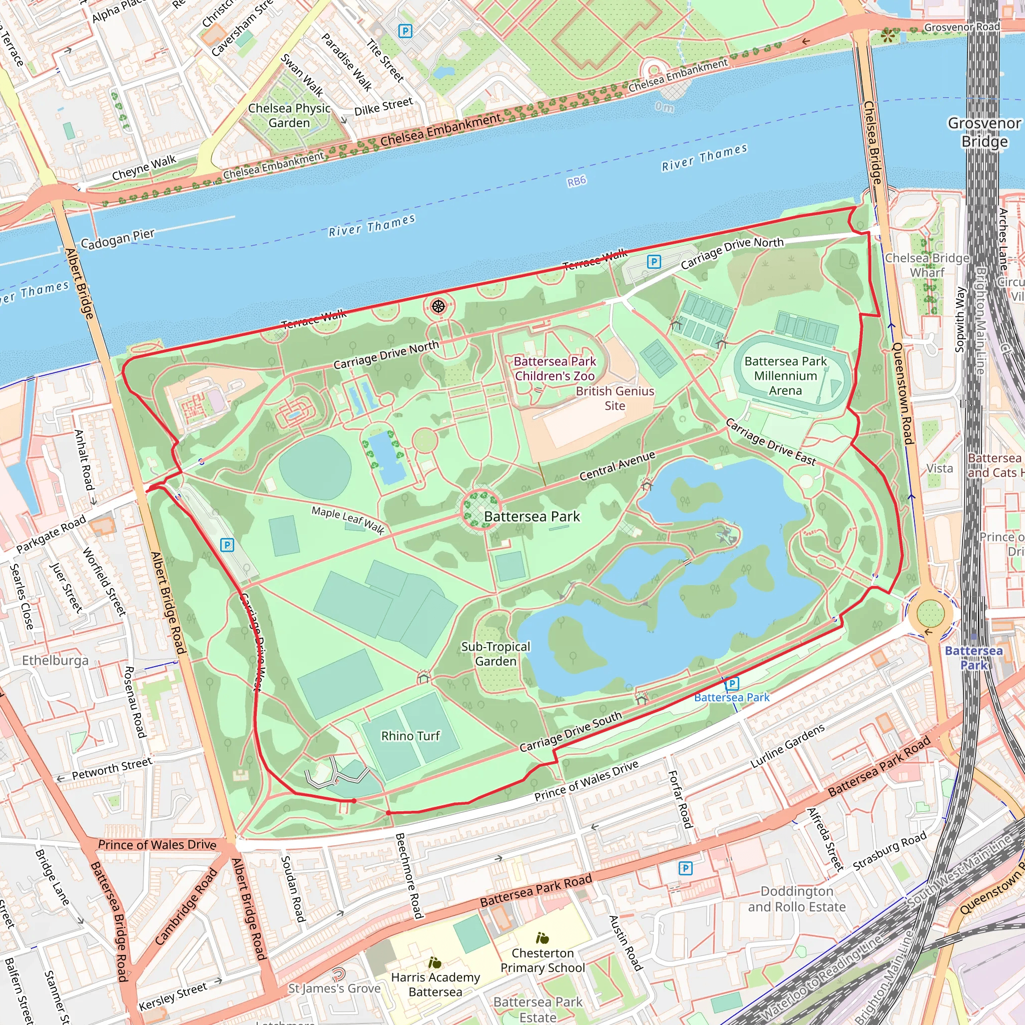 Battersea Park Loop mobile static map