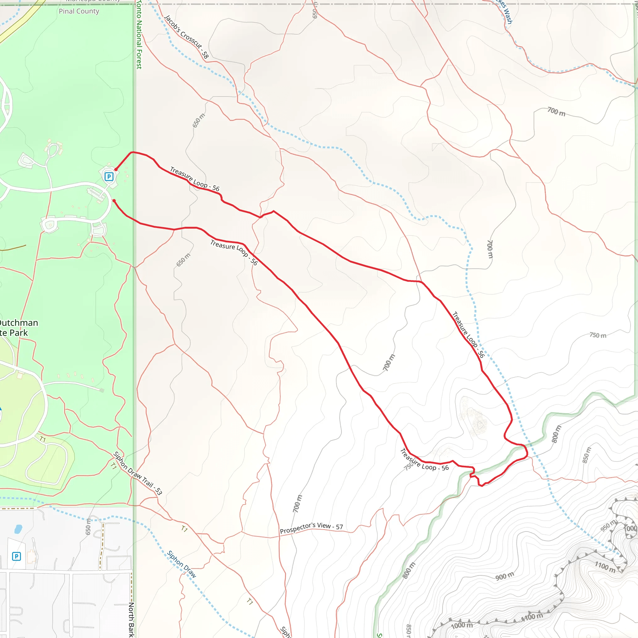 Treasure Loop Trail mobile static map