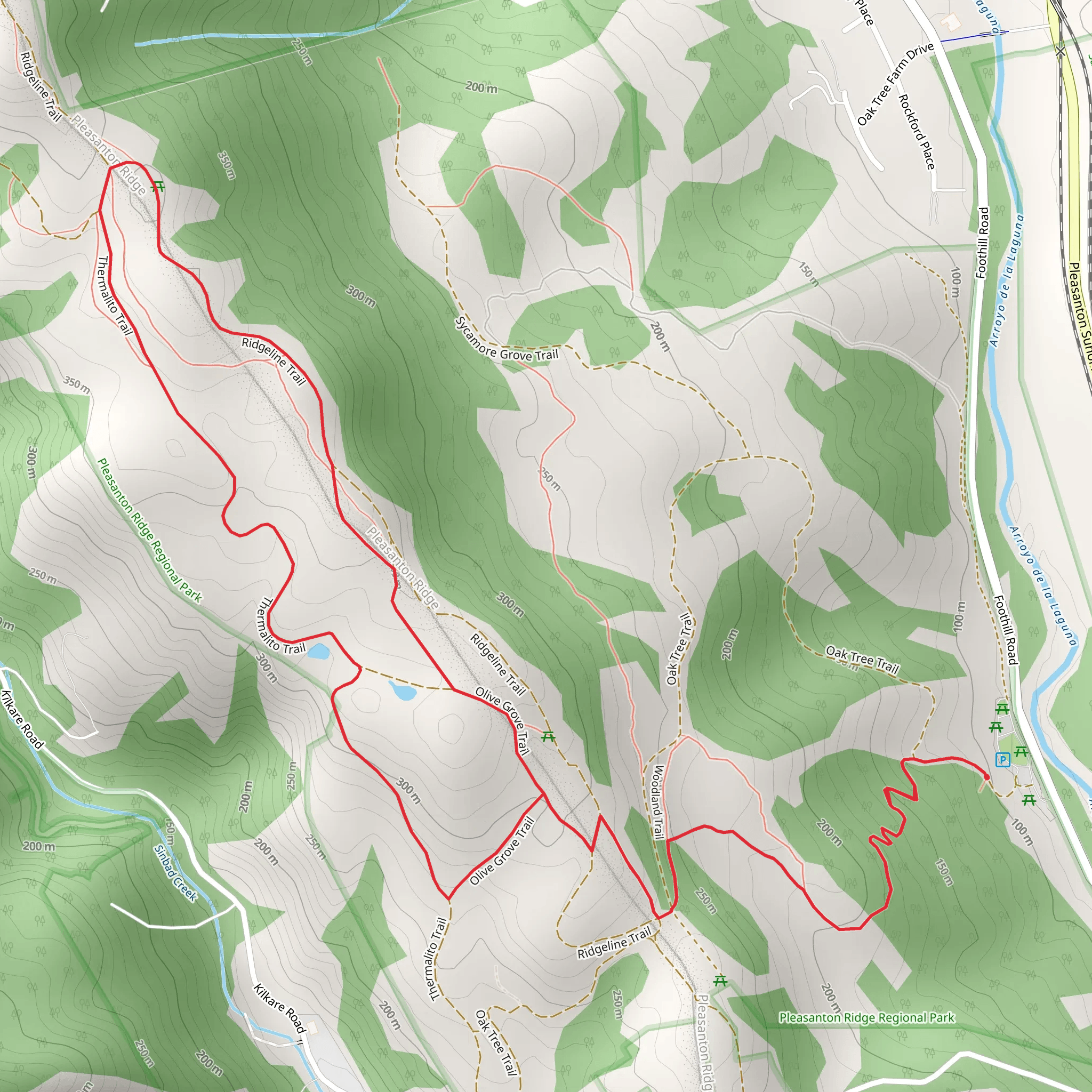 Thermalito Trail, Ridgeline Trail and Woodland Loop Trail mobile static map