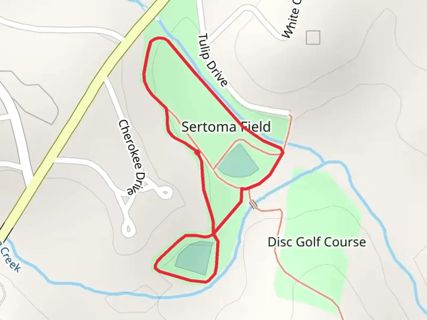 An image depicting the trail Sertoma Feild Loop and its surrounding area.