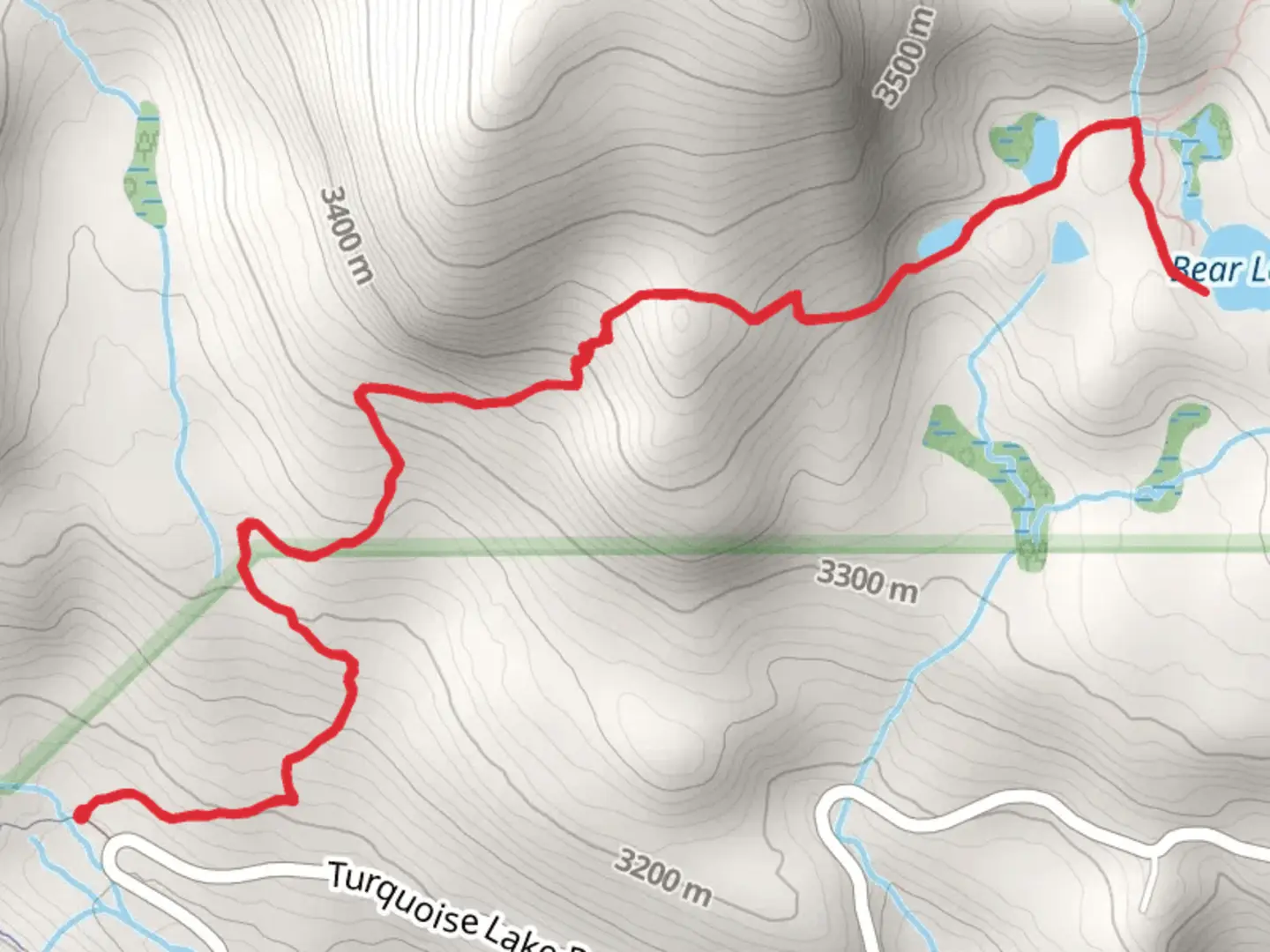 An image depicting the trail Bear Lake via CDT and its surrounding area.