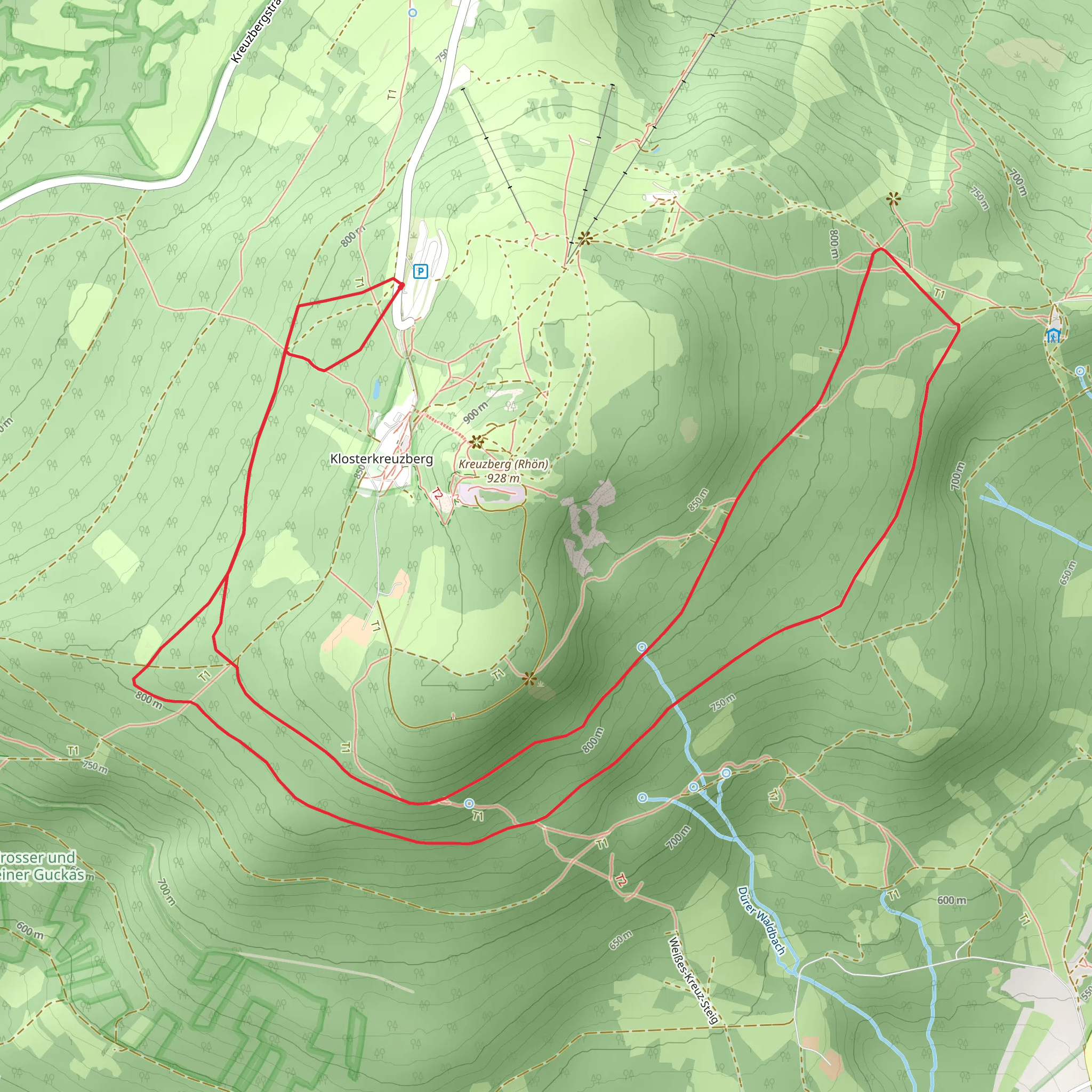Rhoen Rundweg Kreuzberg and Kreuzbergloipe mobile static map