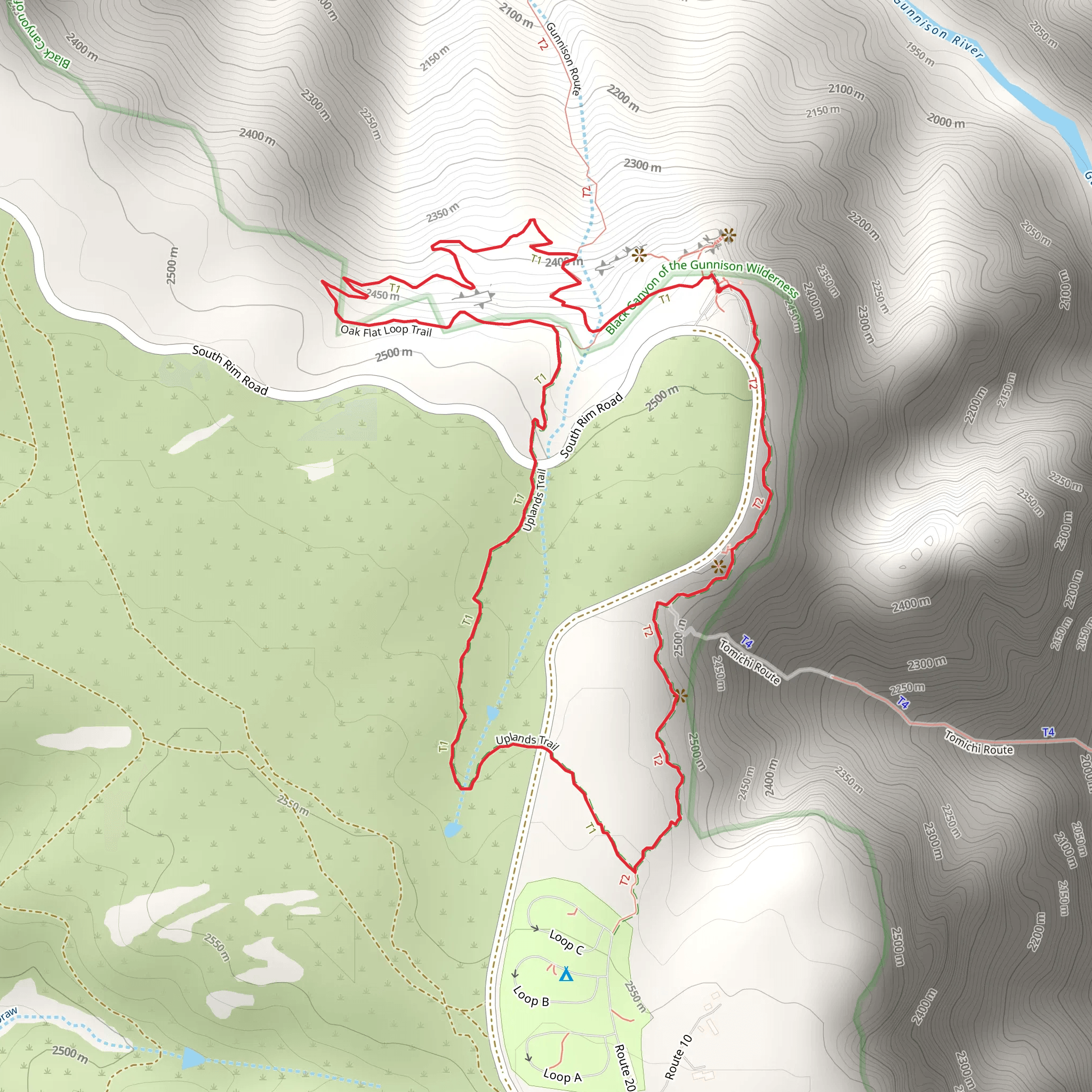 Oak Flat Loop Trail, Uplands Trail and Rim Rock Nature Loop Trail mobile static map