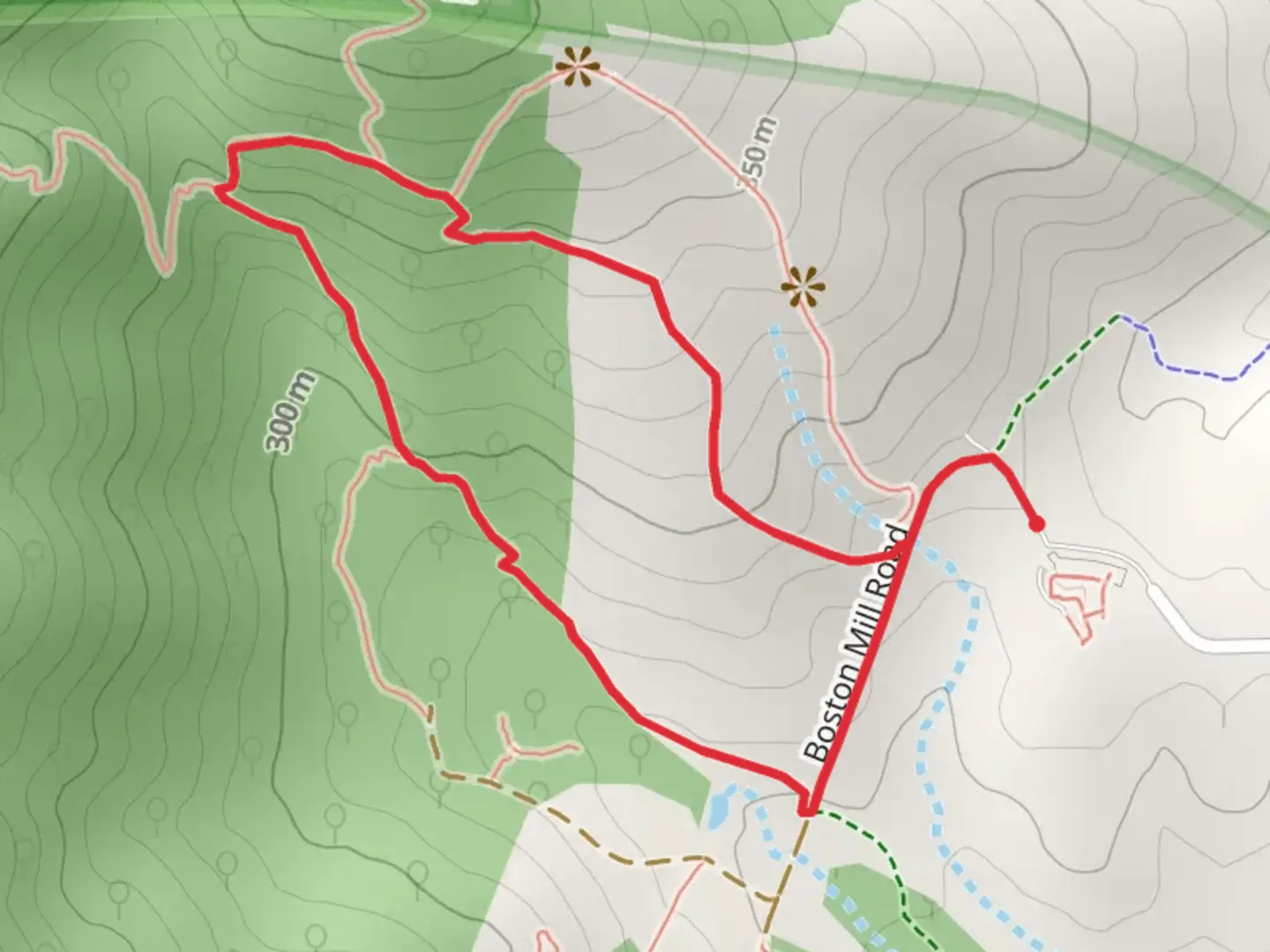 An image depicting the trail North Ridge and Gap Run Loop Trail and its surrounding area.