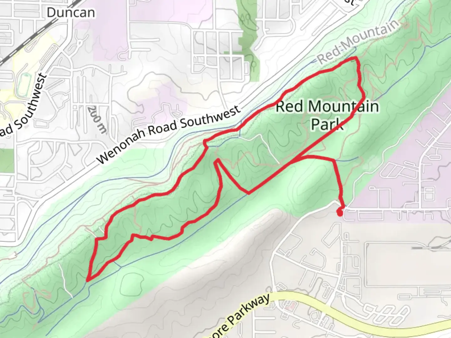 An image depicting the trail Skyhy Ridge Walk and Ike Maston Trail Loop and its surrounding area.