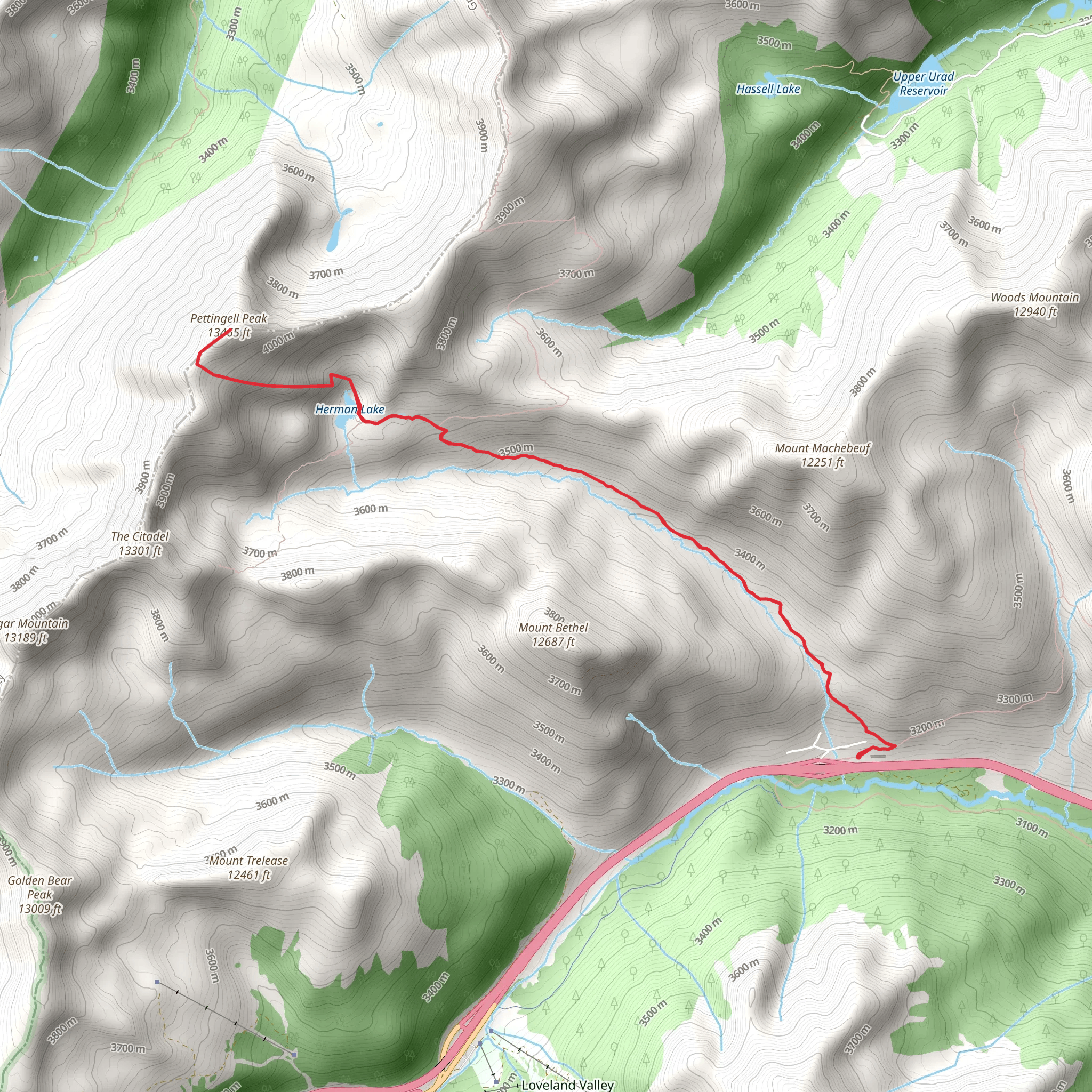 Pettingell Peak and Herman Lake via Herman Gulch mobile static map