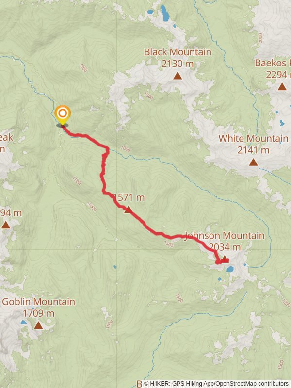 Johnson Mountain Trail via Pilot Ridge Trail mobile static map