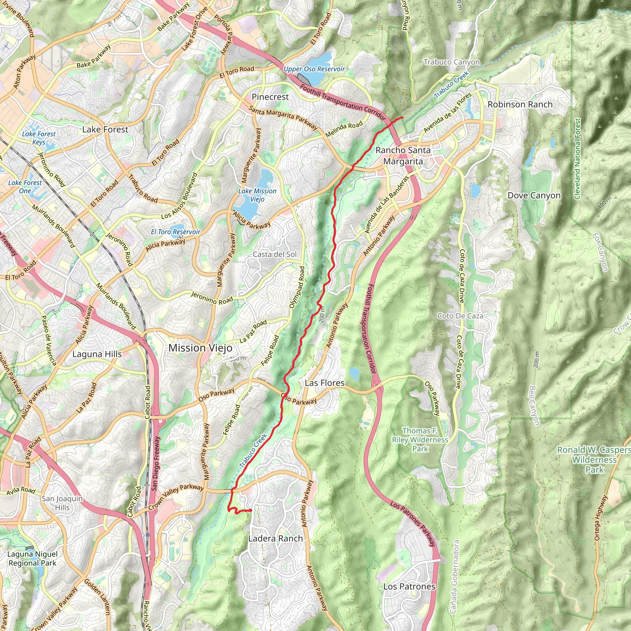 Arroyo Trabuco Trail mobile static map