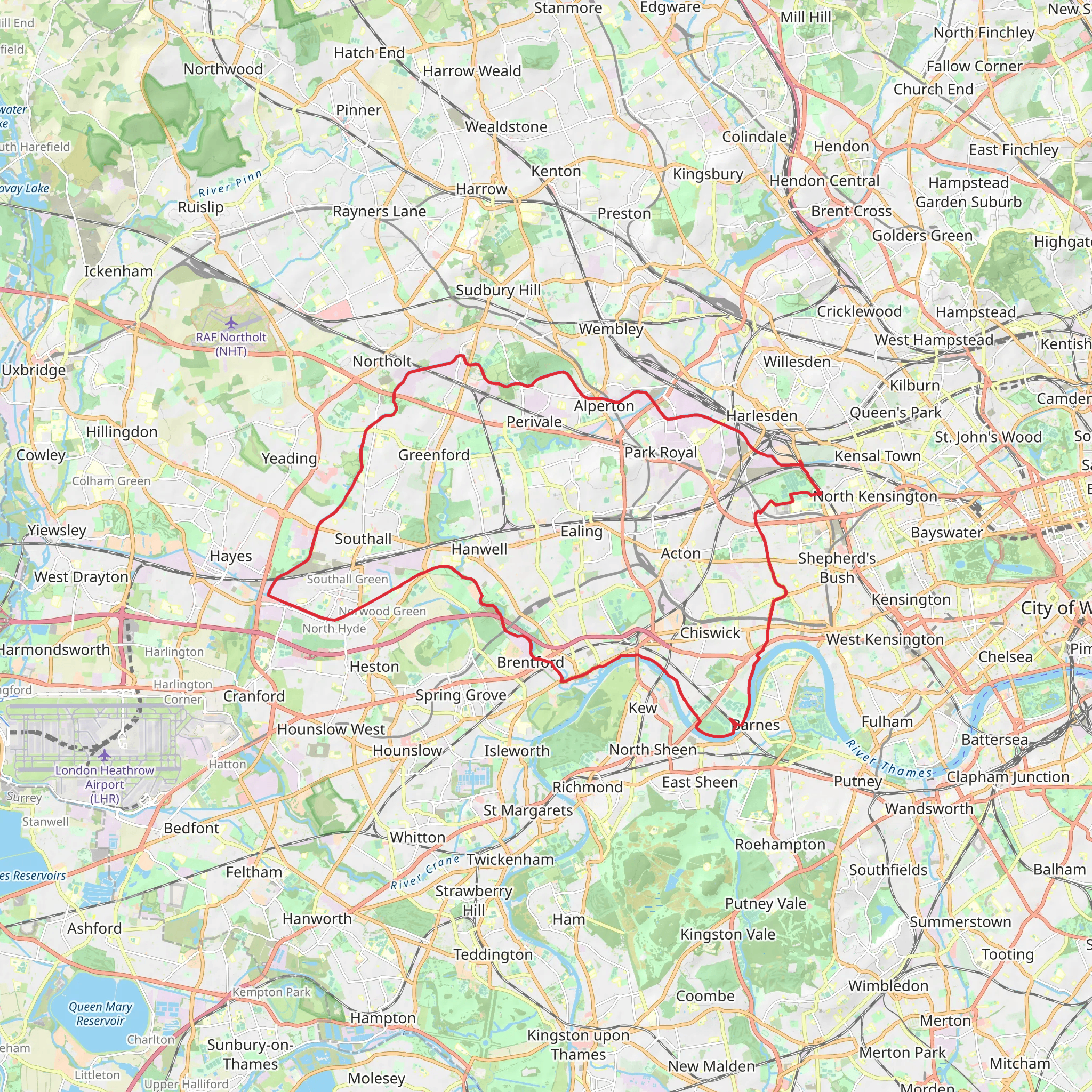 Shepherd's Bush to Southhall Loop mobile static map