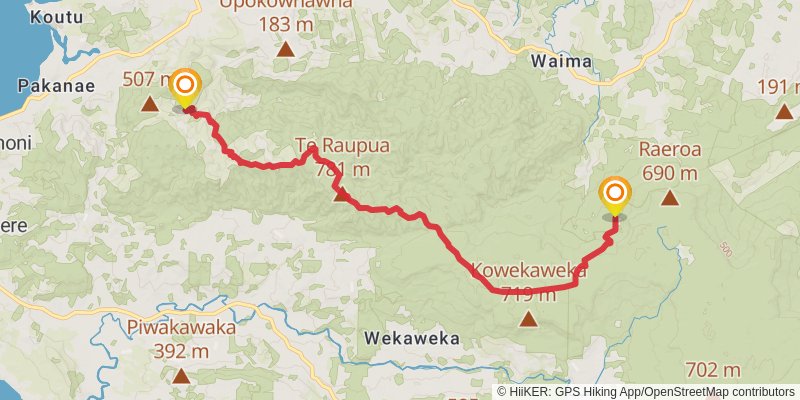 Waima Main Range Track stage 1 Map
