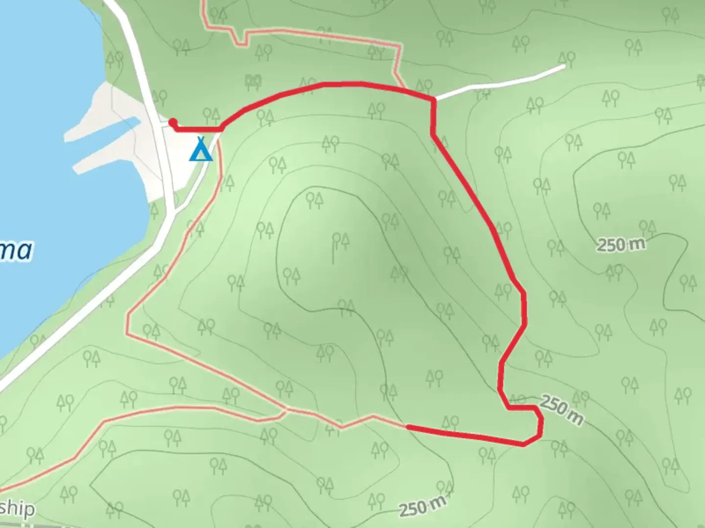 An image depicting the trail Lake Alma State Park Campground and its surrounding area.