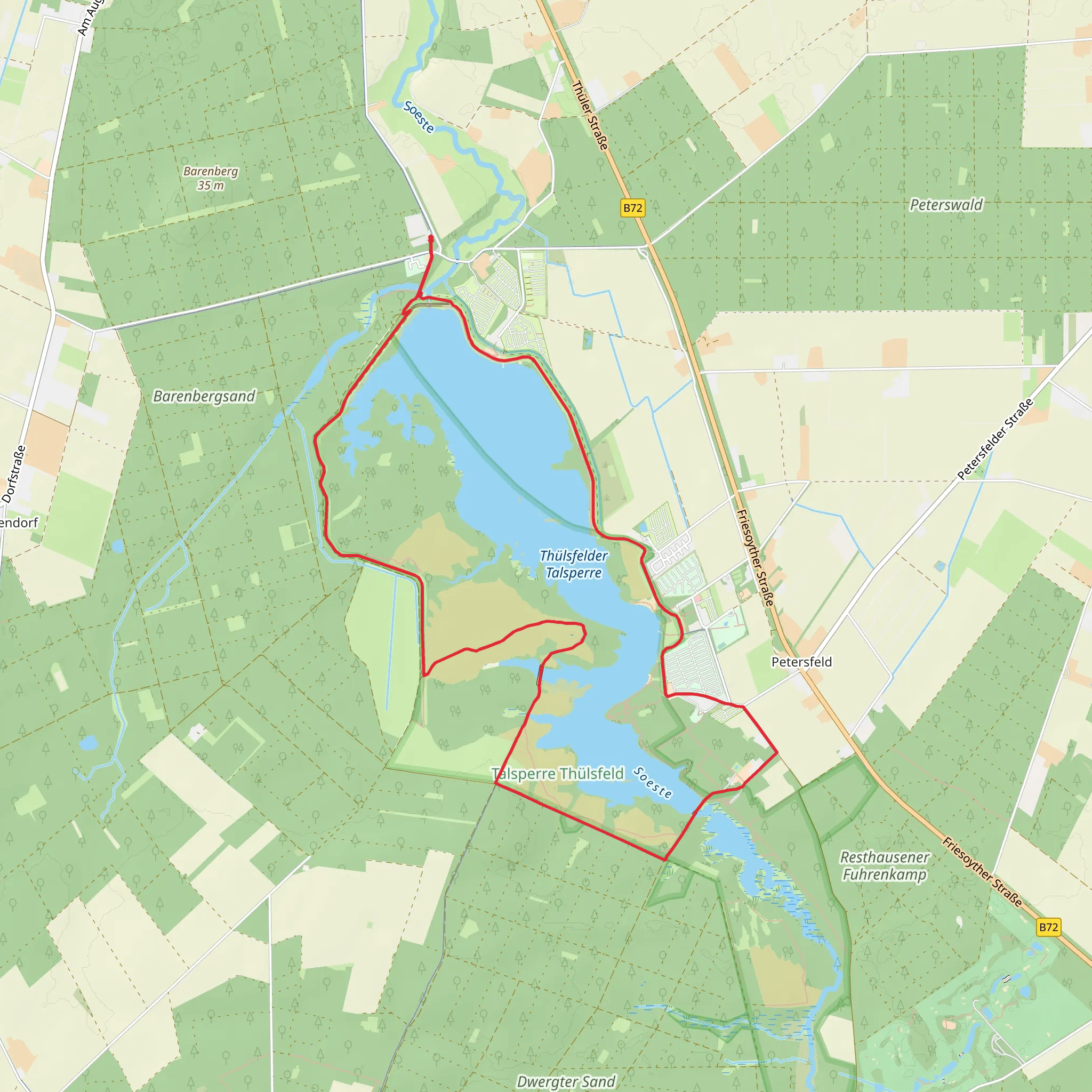 Thülsfelder Talsperre and Soeste via Geestweg mobile static map