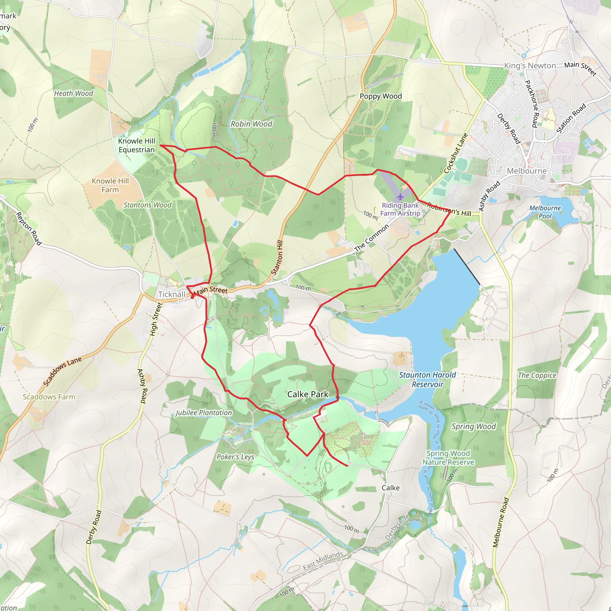 Calke Abbey and Robin Wood from Ticknall mobile static map