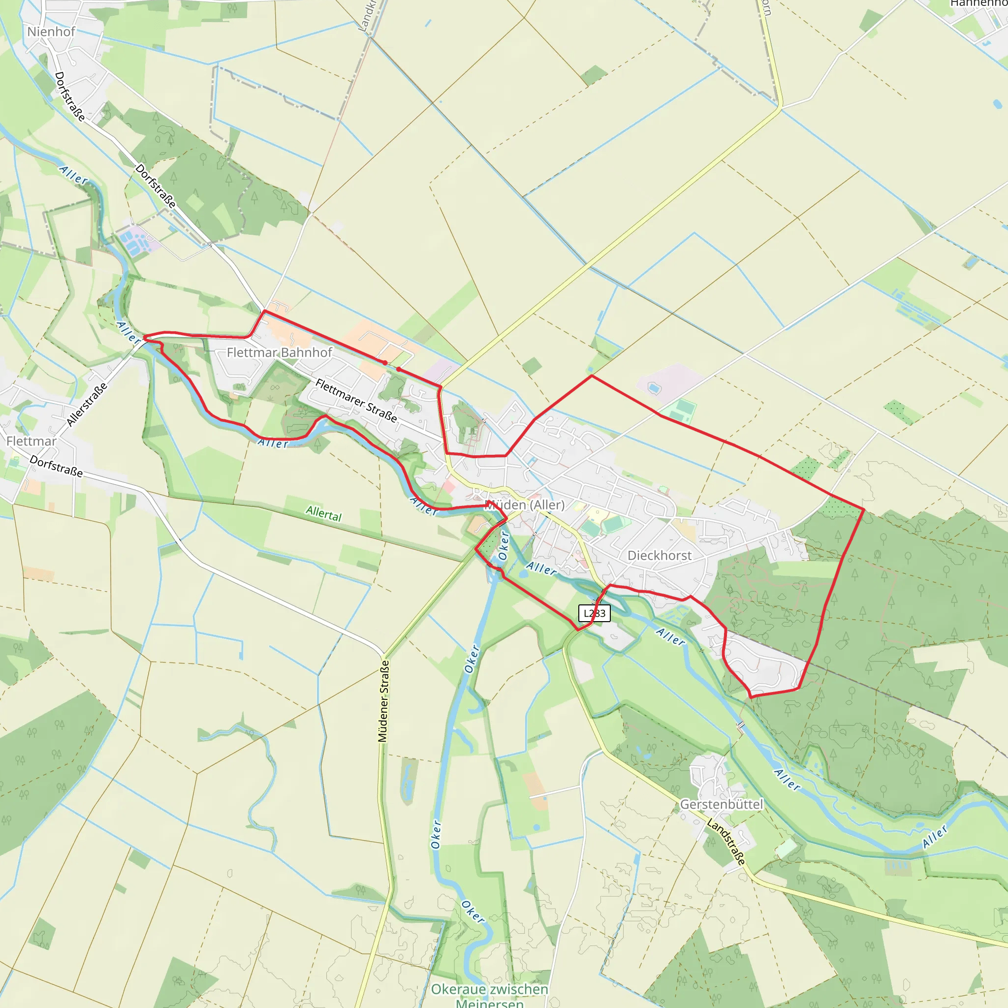 Muden and River Aller Loop mobile static map