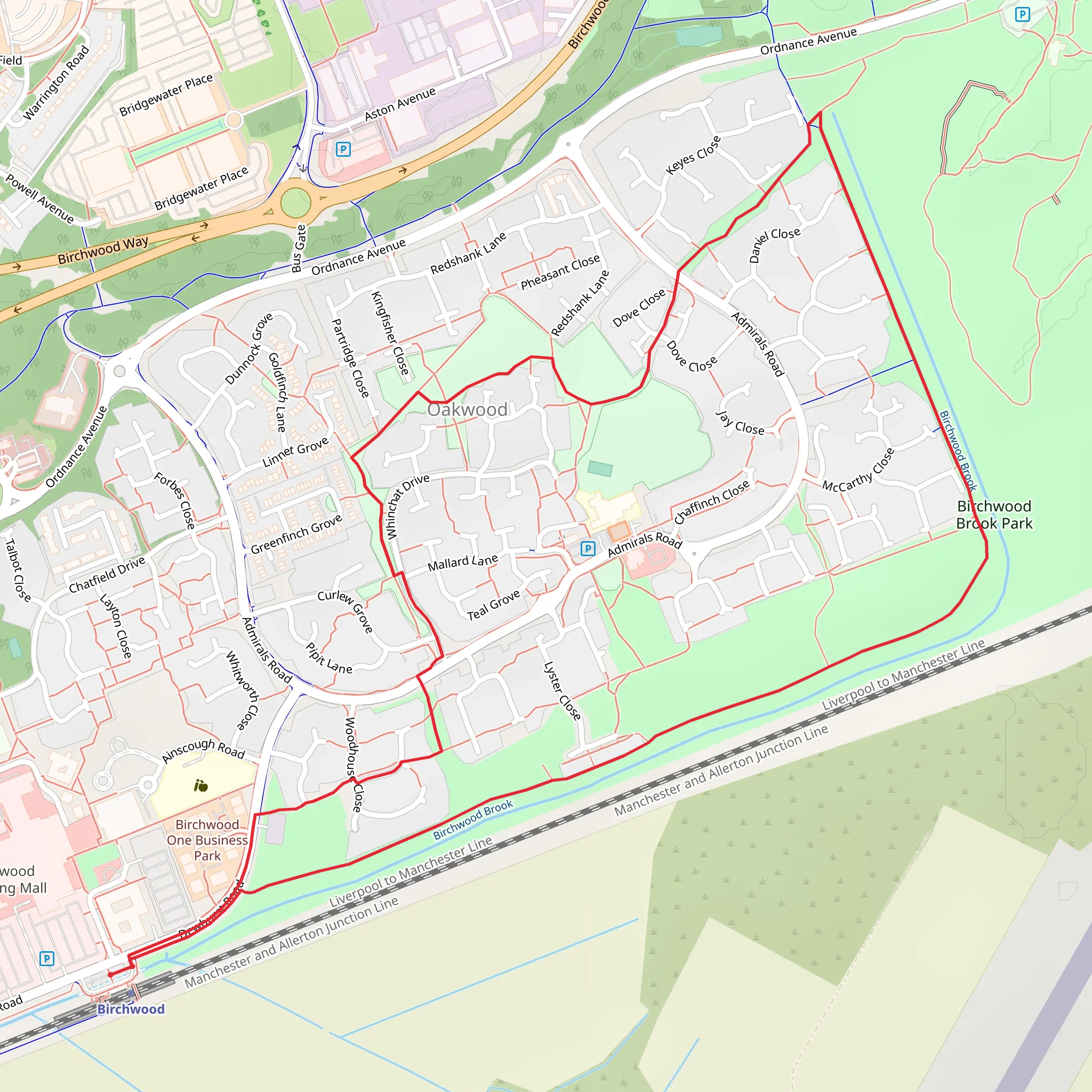 Birchwood Brook Park Loop mobile static map