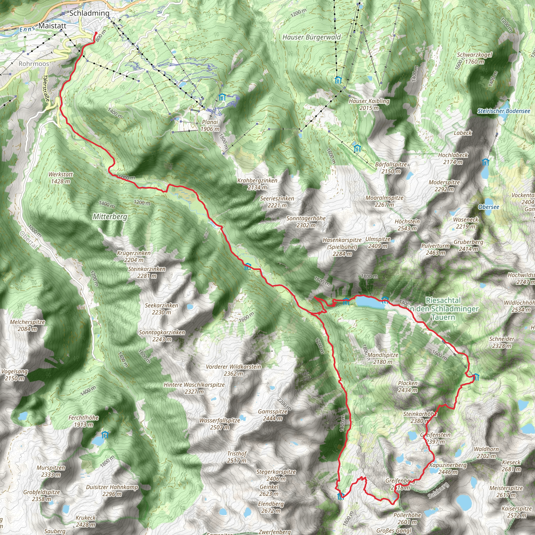 From Schladming via Wild Waters mobile static map
