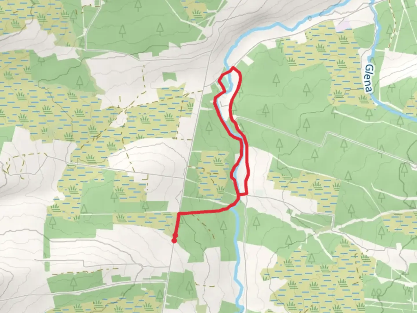 An image depicting the trail Lyracrompane Mass Path and its surrounding area.