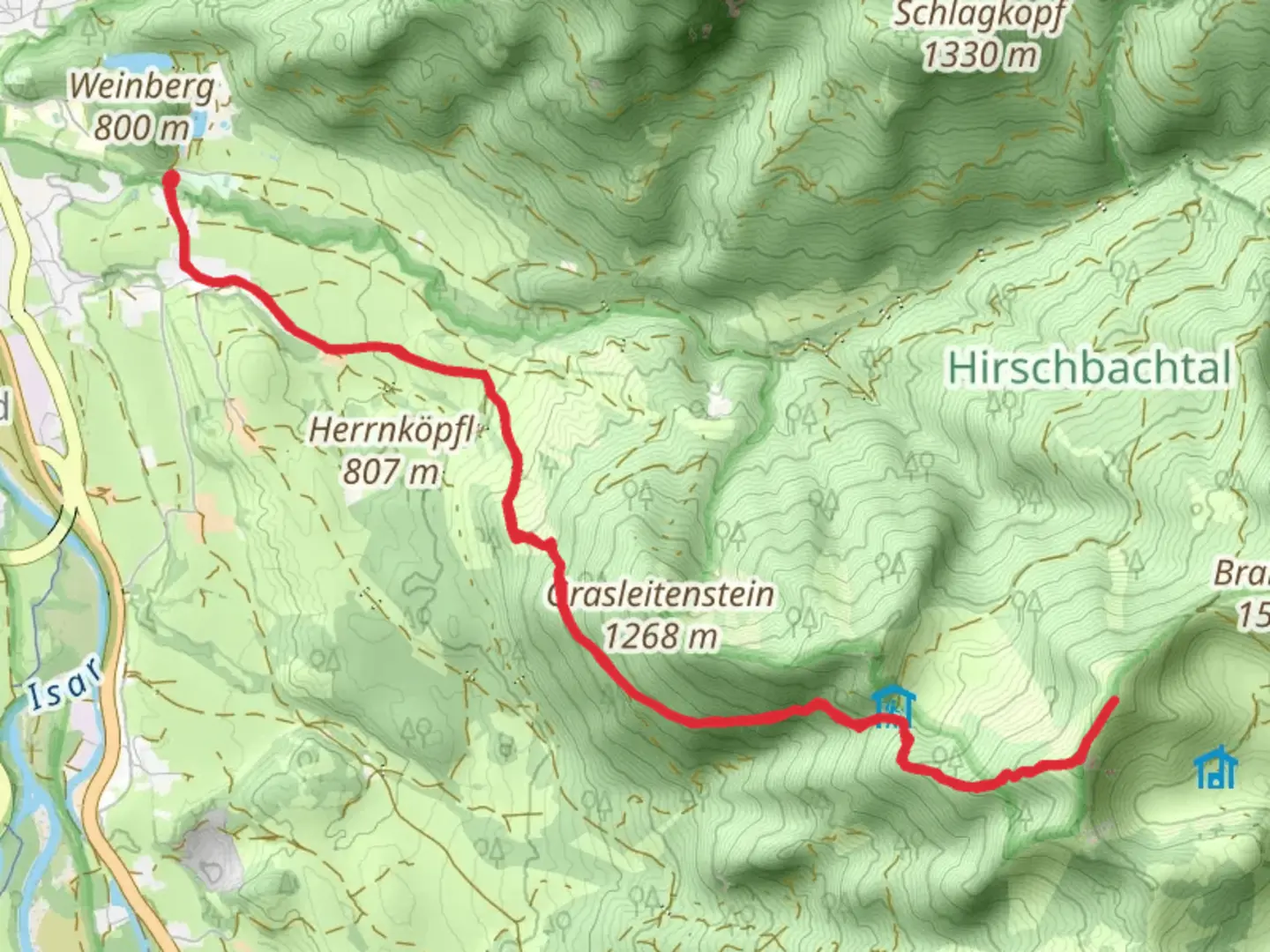 An image depicting the trail Seekarkreuz Peak Walk via Wanderweg 621 - Bayerische Voralpen and its surrounding area.