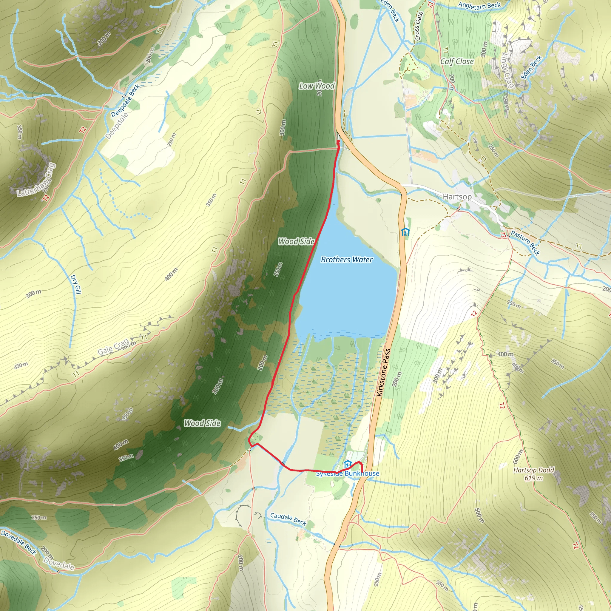 Brothers Water Walk from Bridgend mobile static map