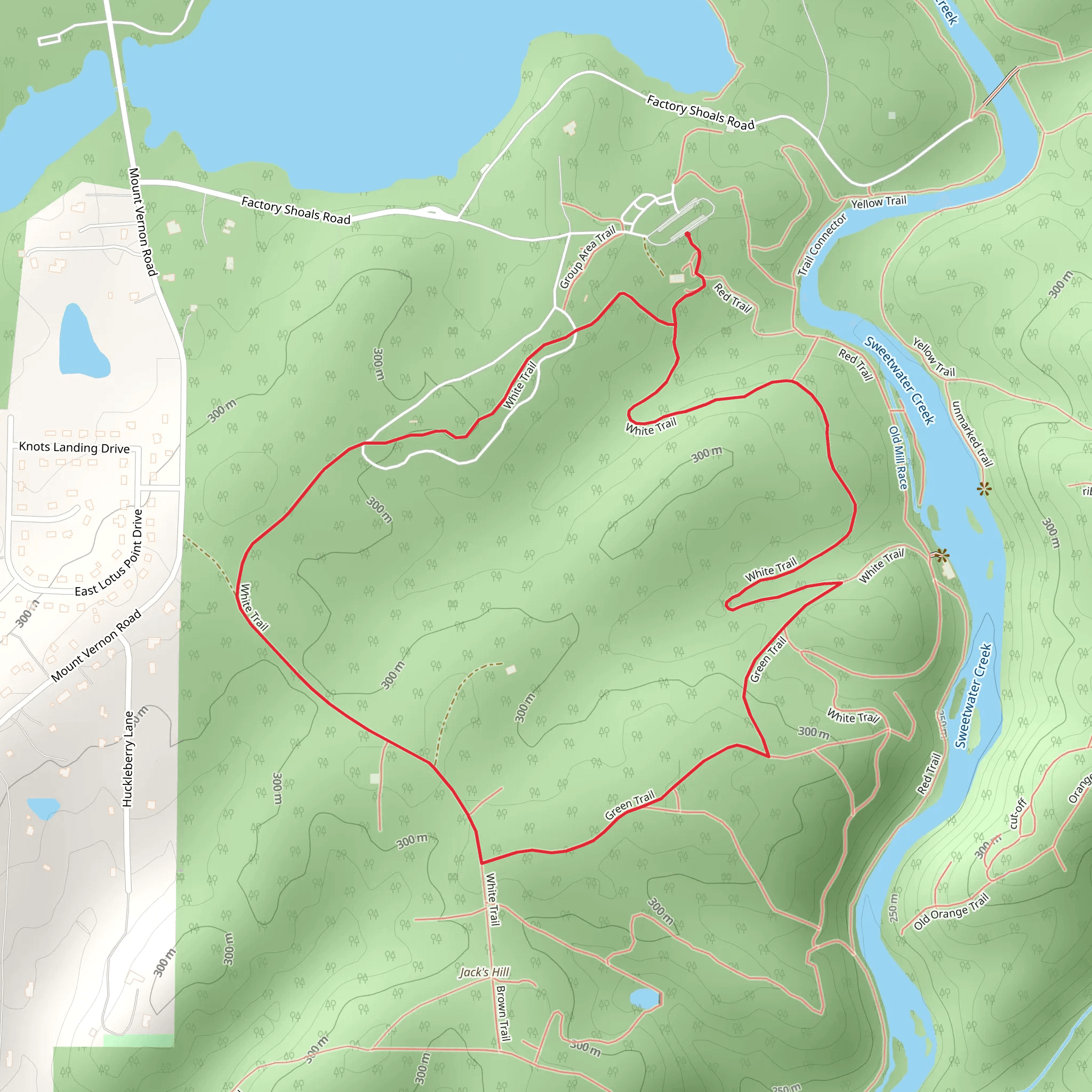 Sweetwater Creek State Park - White and Green Loop Trail mobile static map
