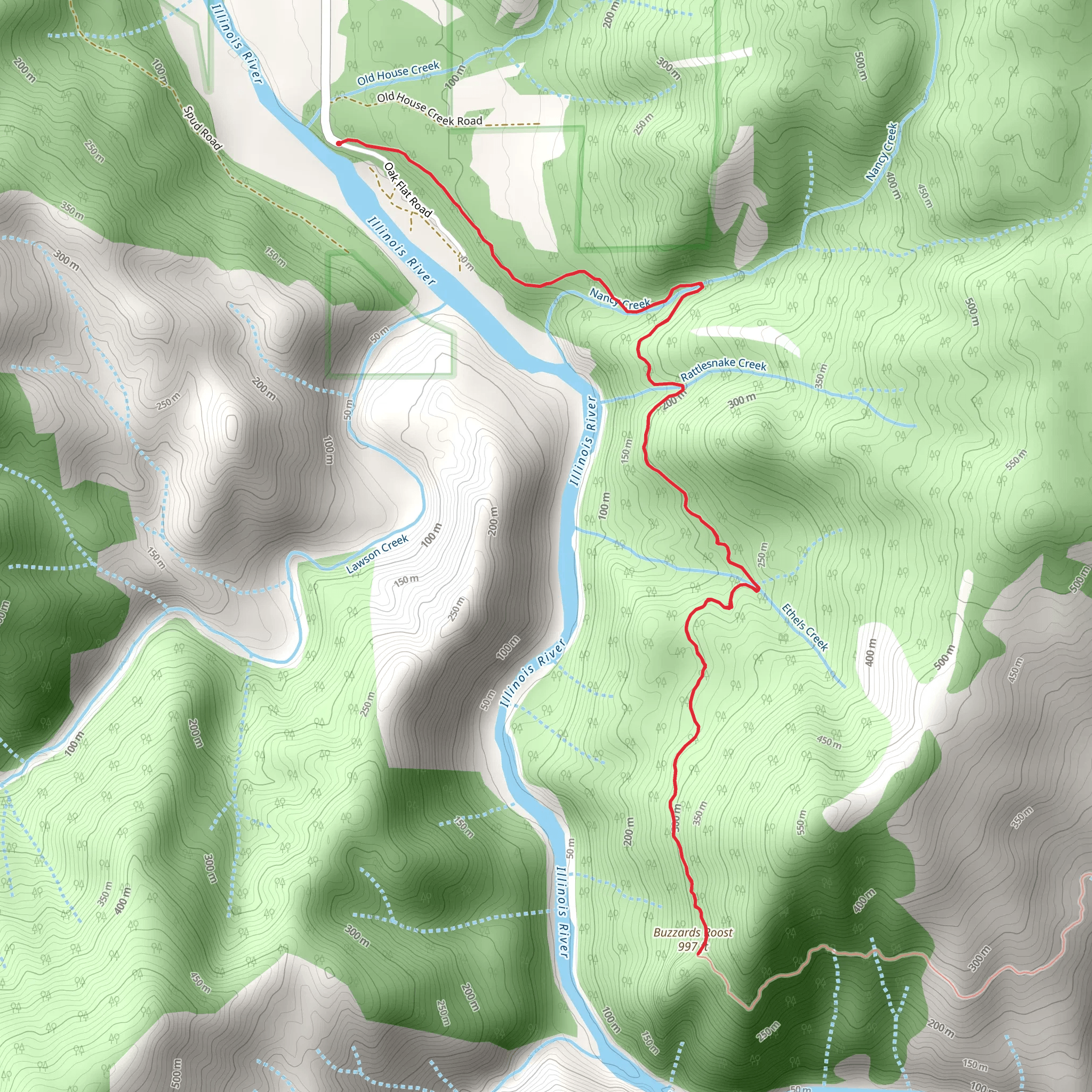 Buzzards Roost via Illinois River Trail mobile static map
