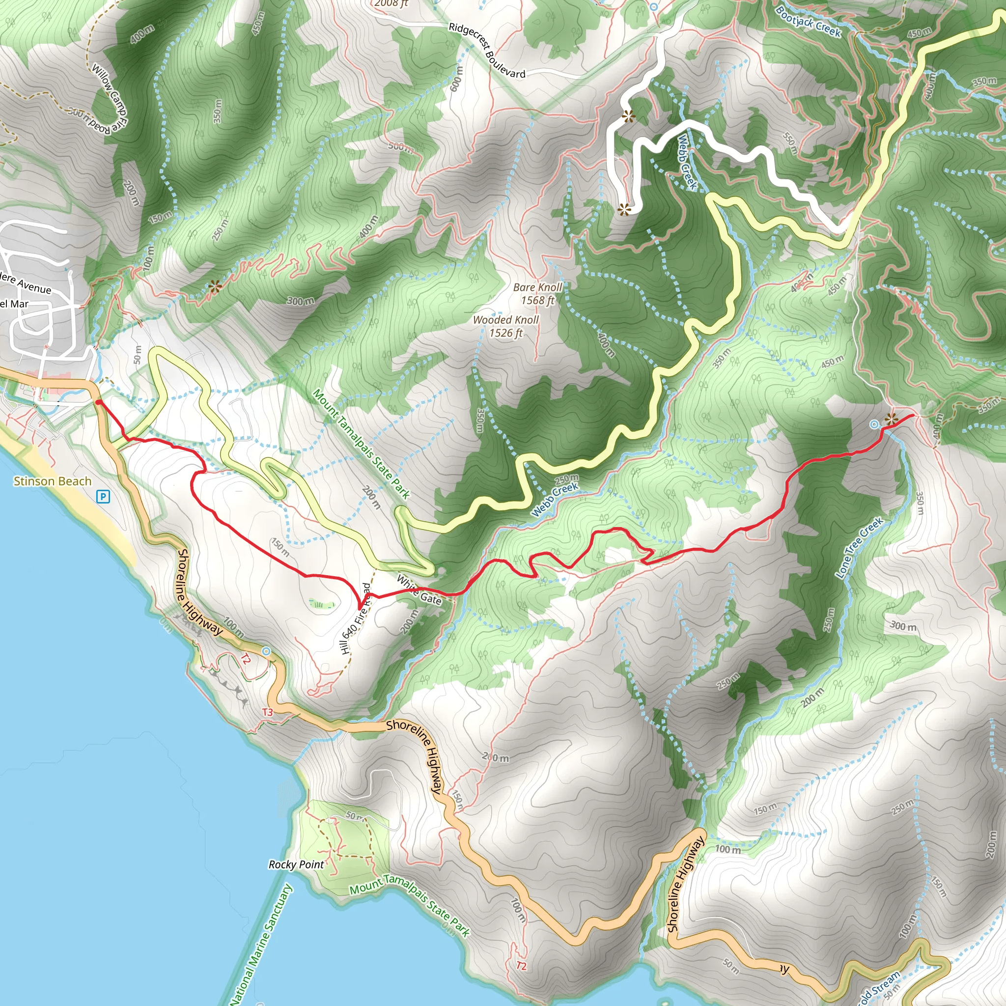Cardiac Hill via Dipsea Trail mobile static map