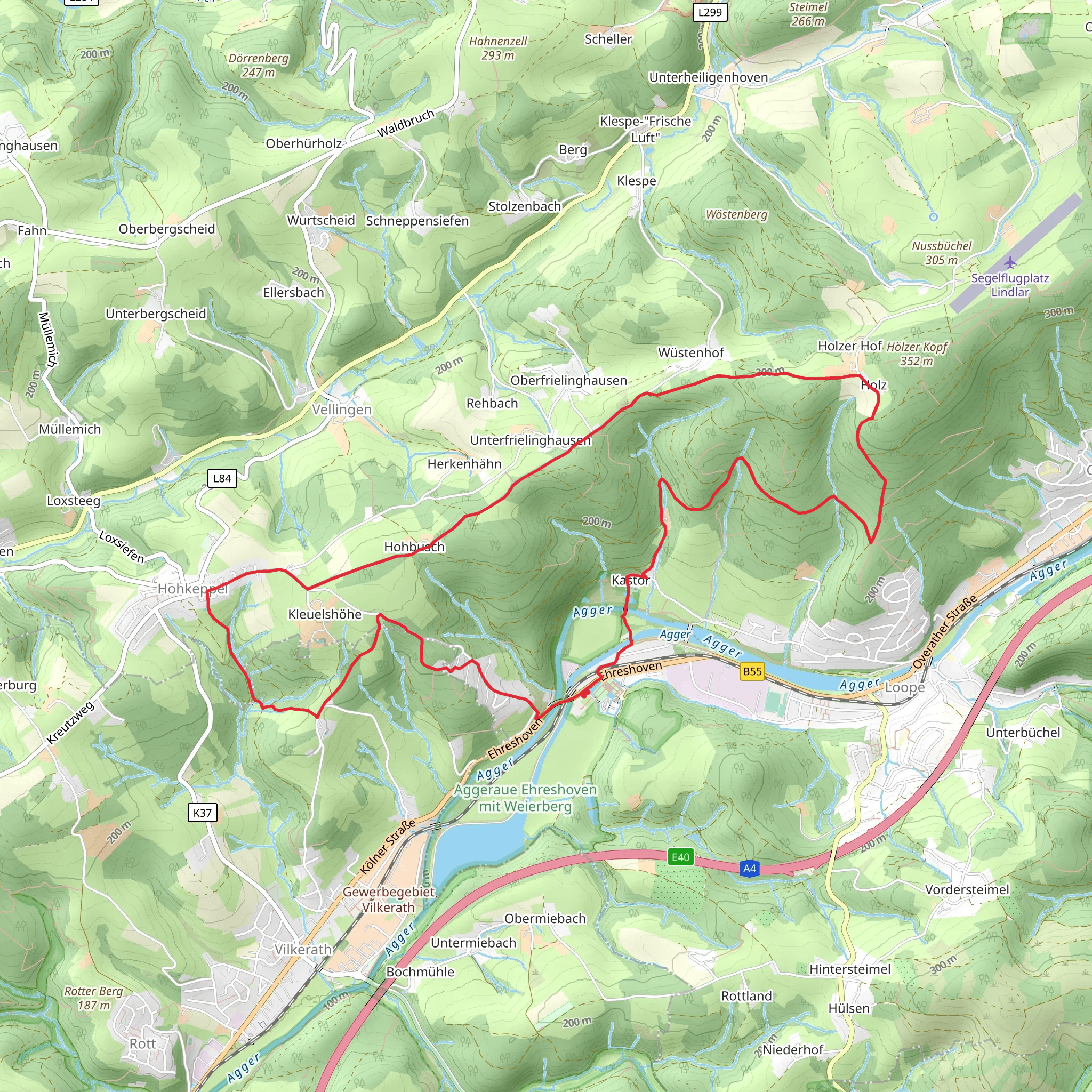 Rheinscher Weg and Bergische Schweiz Rundweg A7 mobile static map