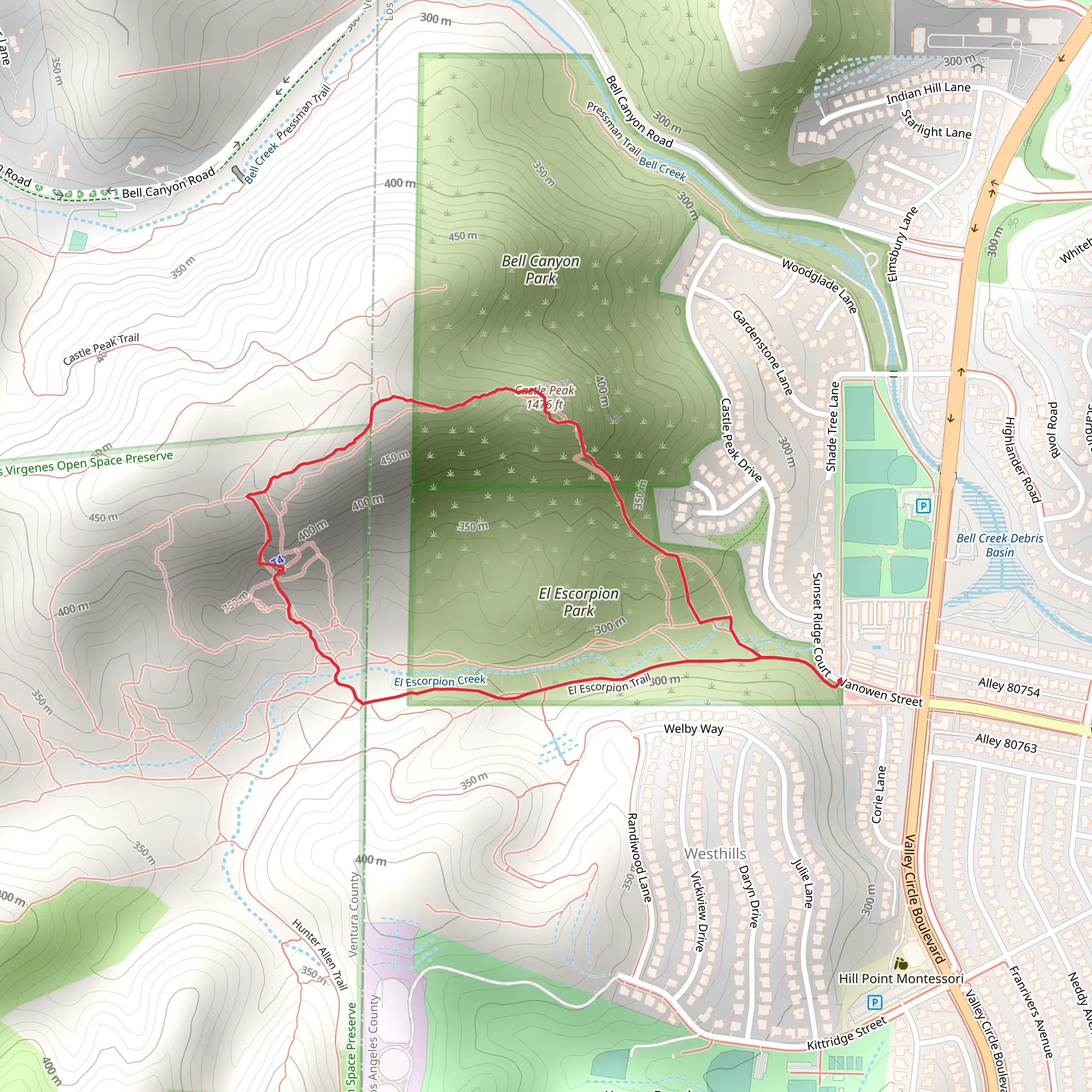 El Escorpion Trail and Castle Peak Loop Trail mobile static map