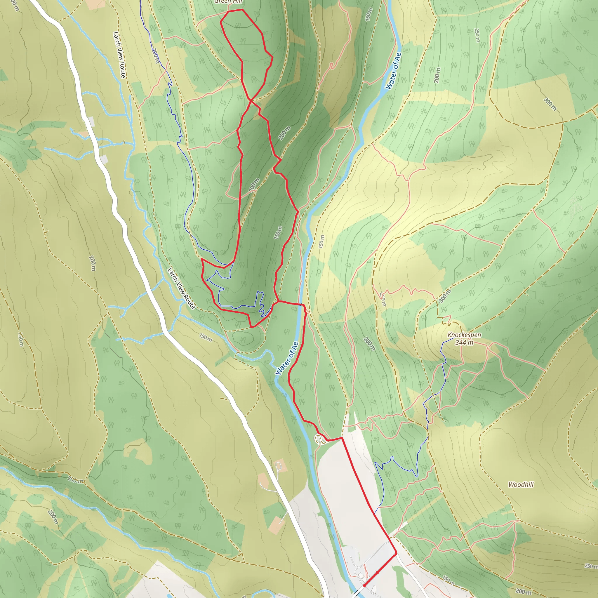 Green Hill Loop via River of Ae Trail mobile static map