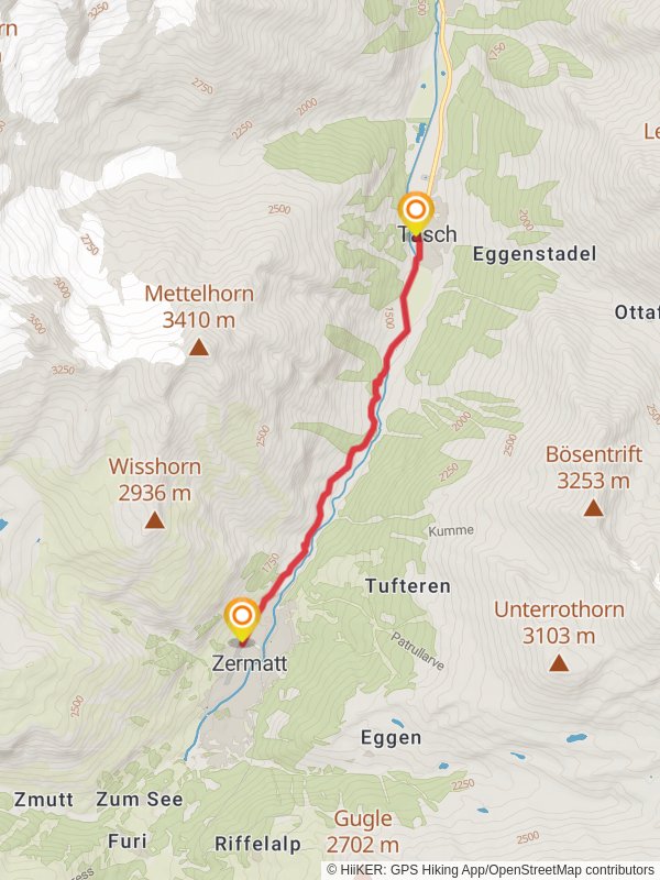 Täsch-Zermatt Railway Trail - Nr 50 mobile static map