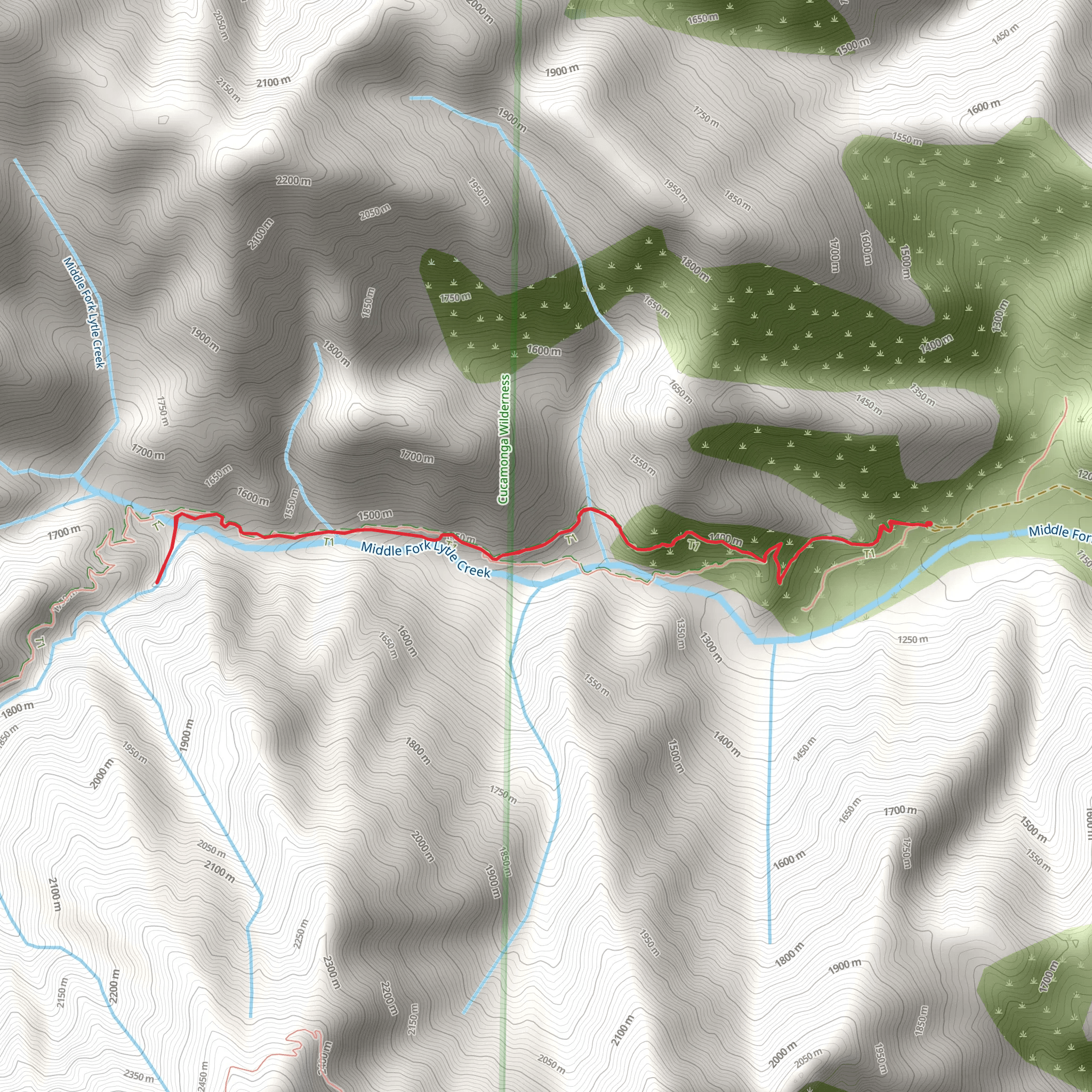 Third Stream Crossing via Middle Fork Trail mobile static map