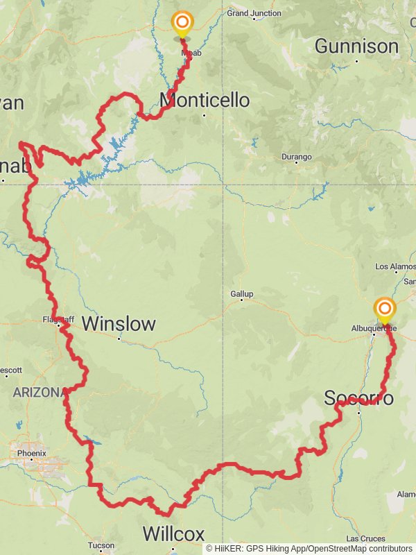 Southwestern Horseshoe Trail mobile static map