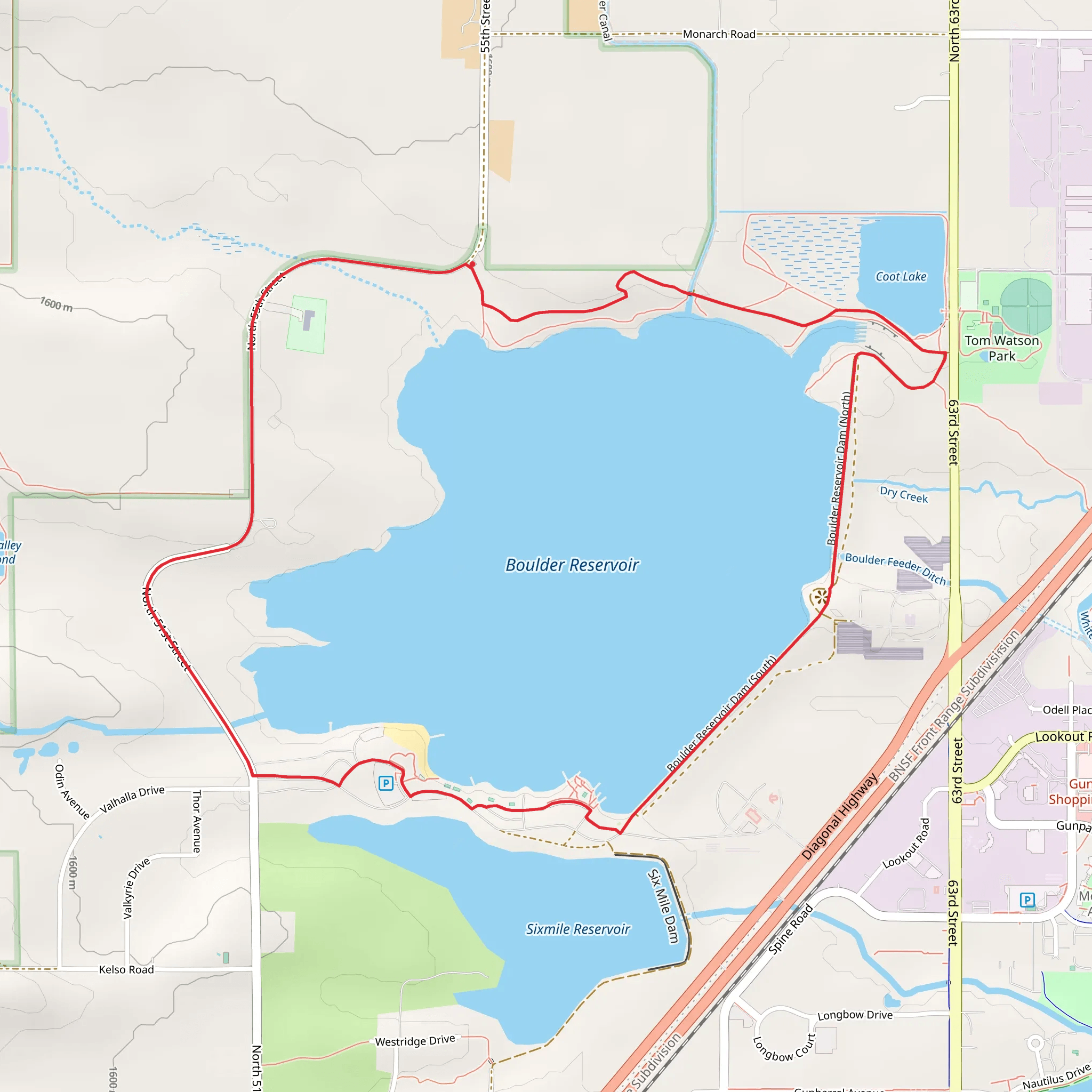 Boulder Reservoir Loop Trail mobile static map