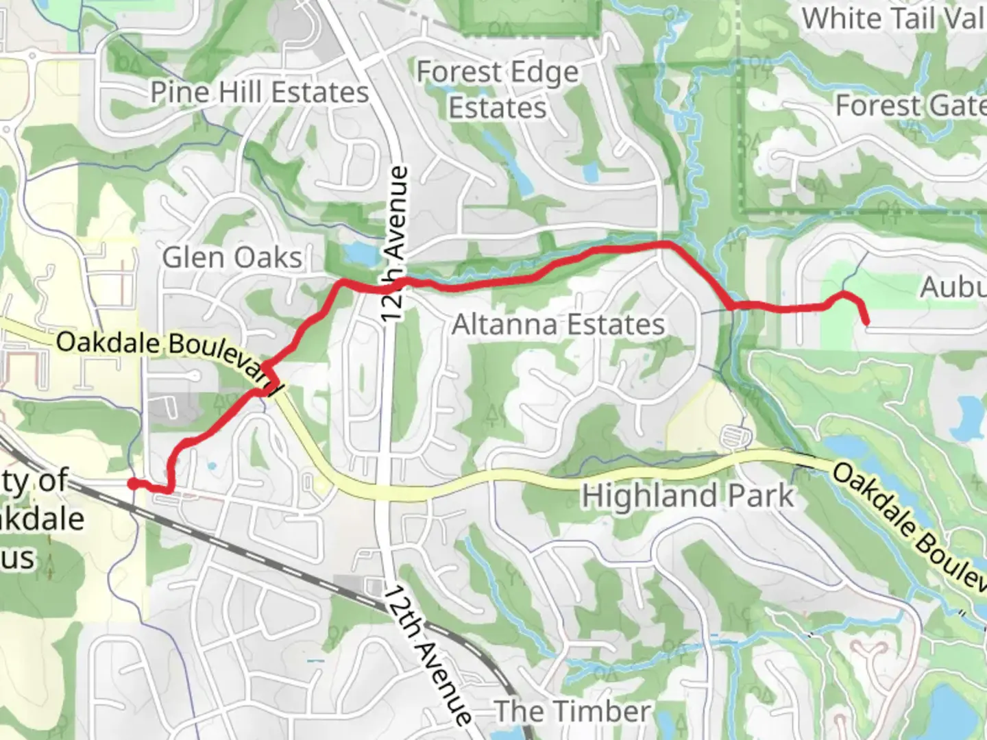 An image depicting the trail Auburn Hills Trail and its surrounding area.