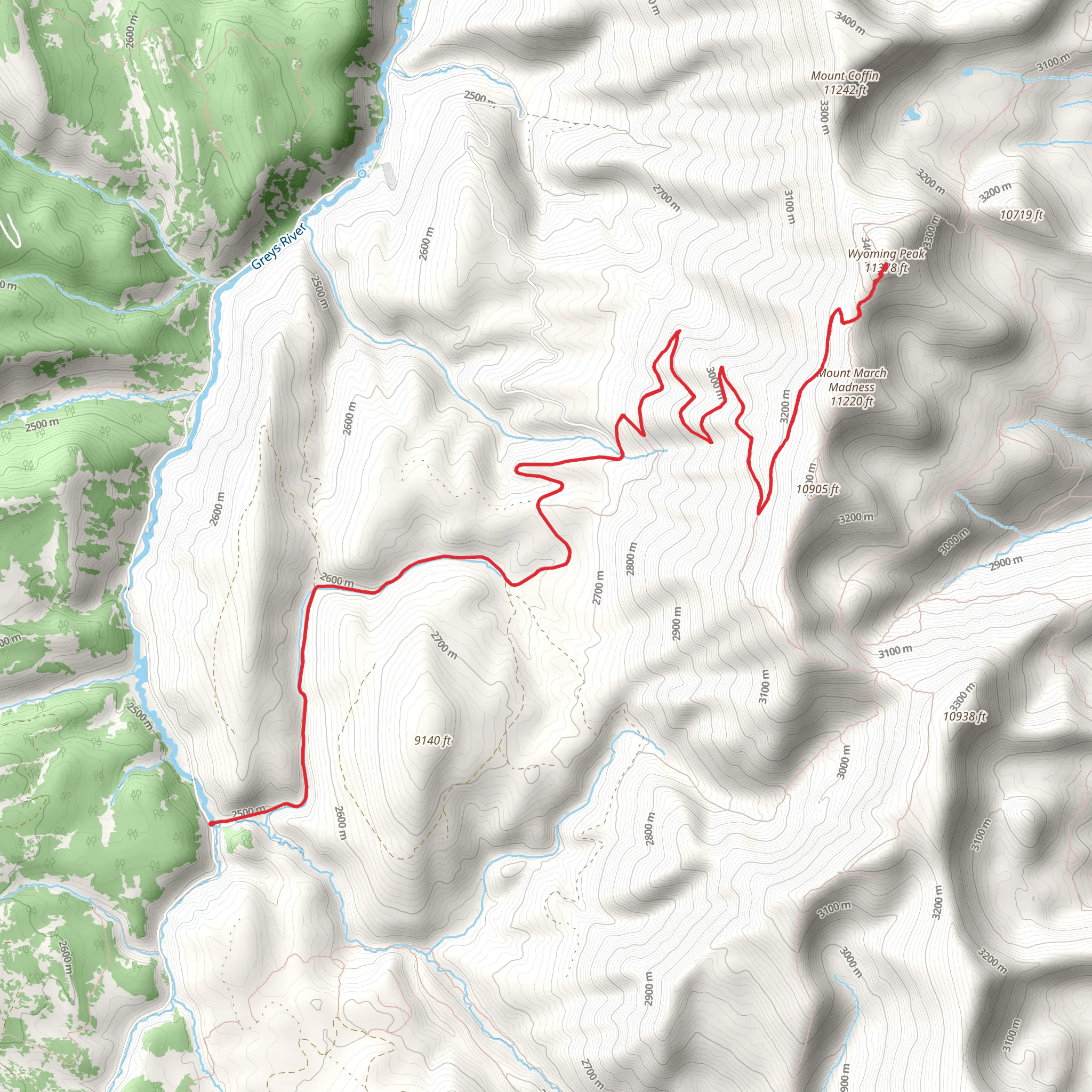 Wyoming Peak via Shale Creek Road Out and Back mobile static map