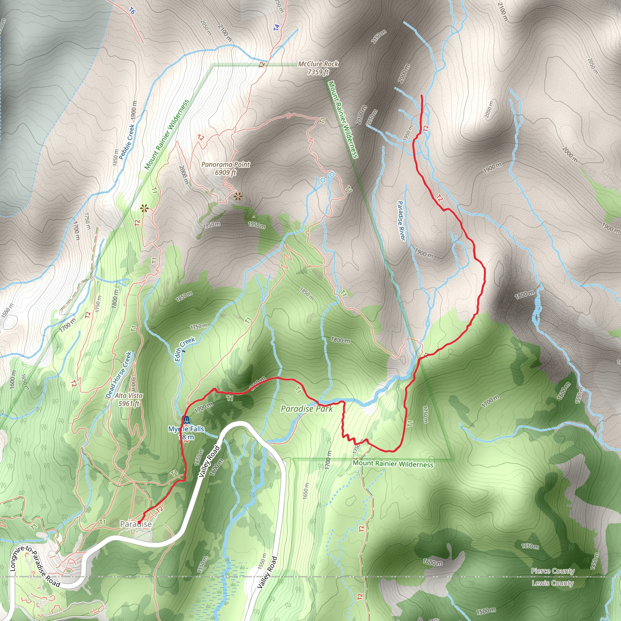 Skyline Trail and Paradise Glacier Trail mobile static map