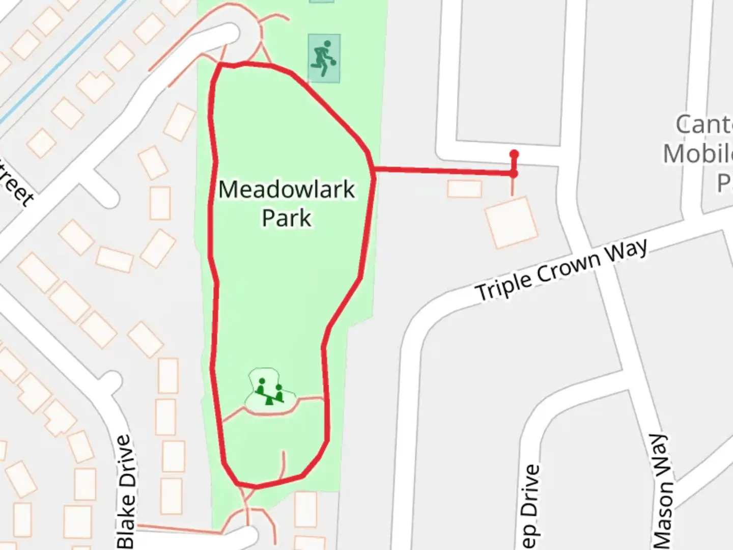 An image depicting the trail Meadowlark Park Loop and its surrounding area.