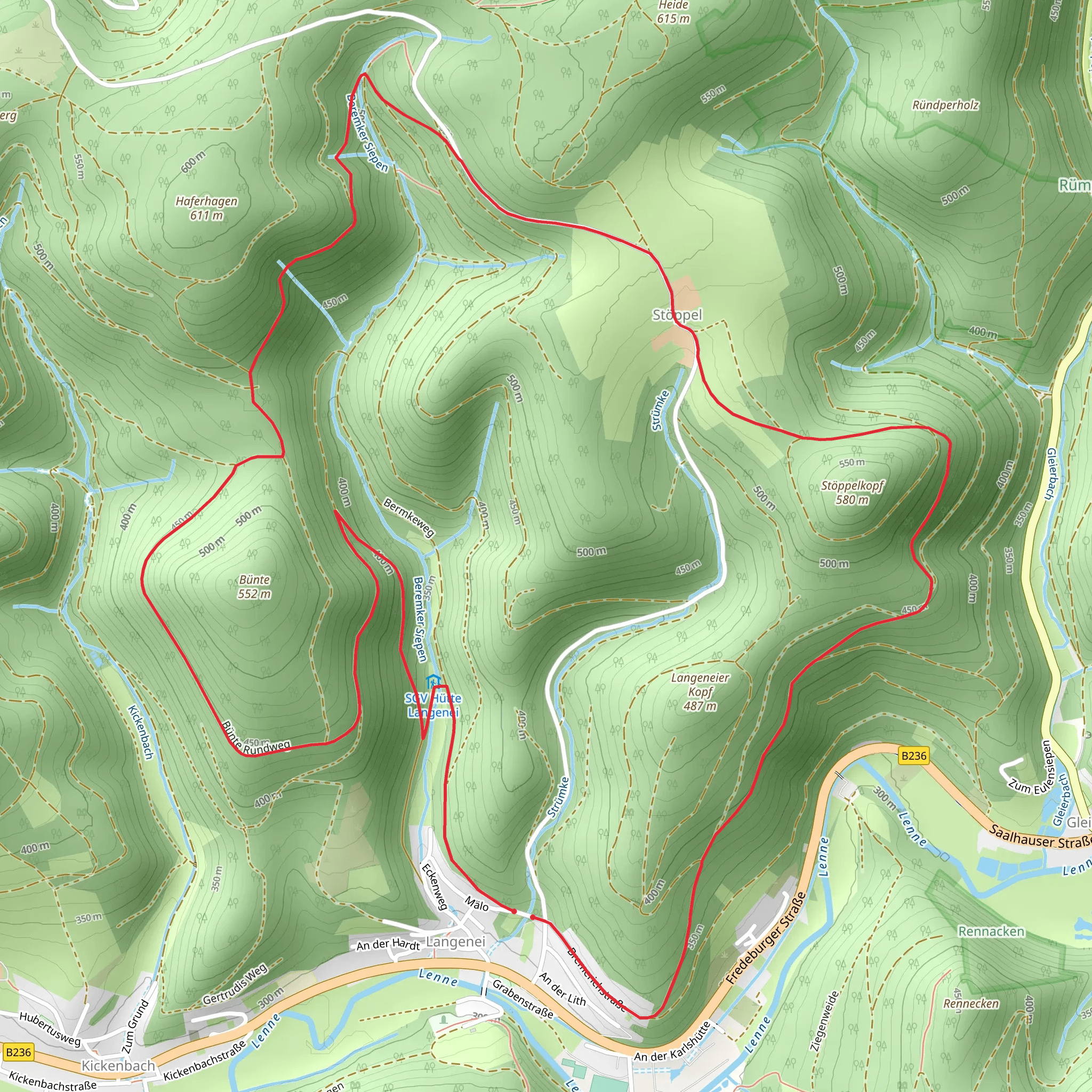 Langenei Rundweg mobile static map