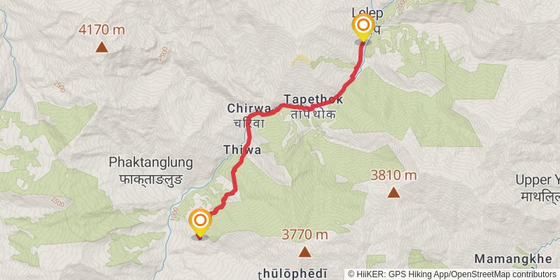 Great Himalayan Trail stage 2 Map