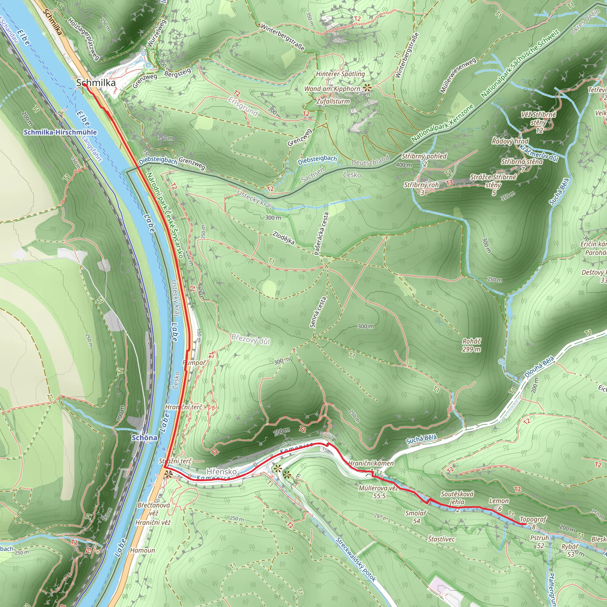 Rur and Kamenice via Dichter Musiker Maler Weg mobile static map