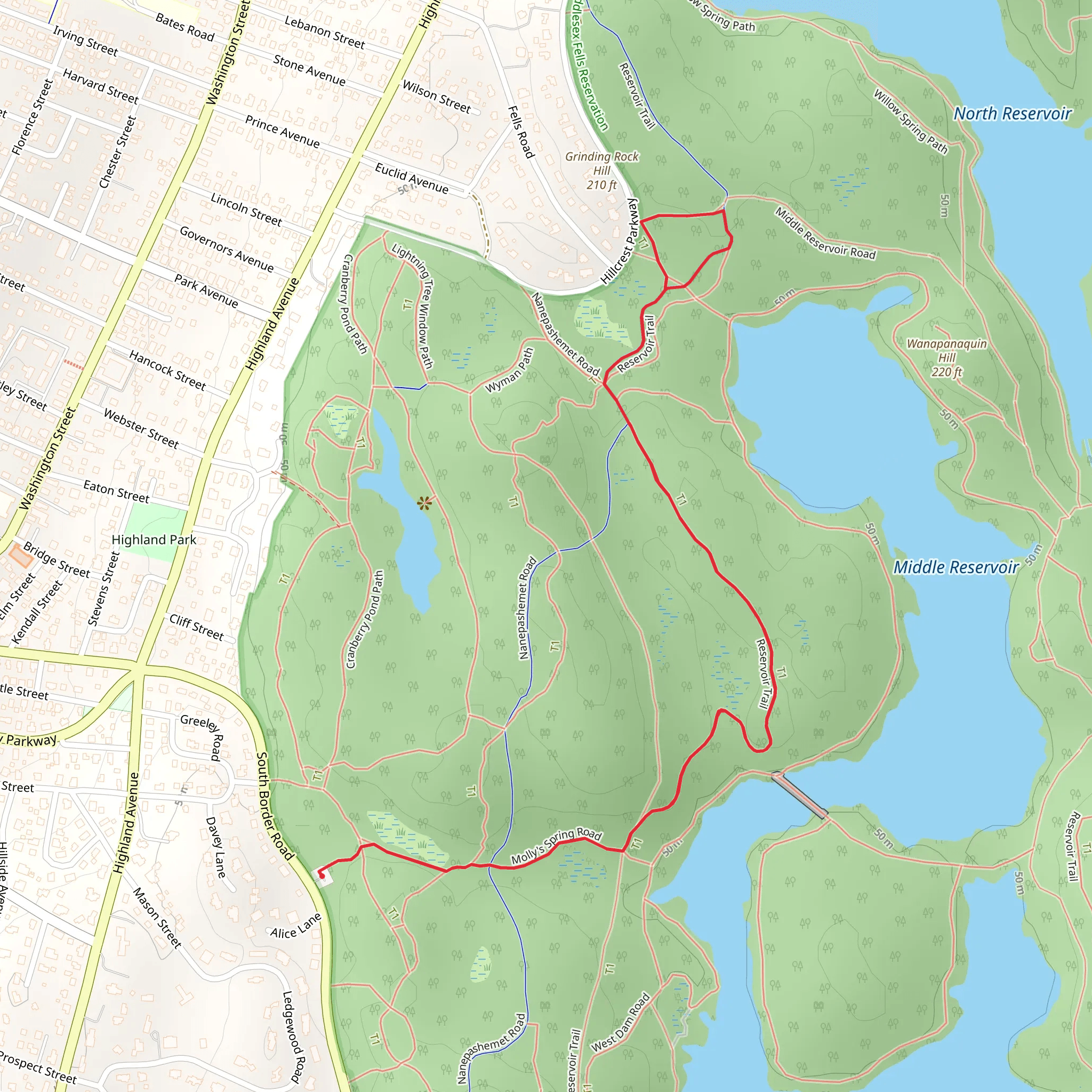 Molly's Spring - Reservoir Trail mobile static map