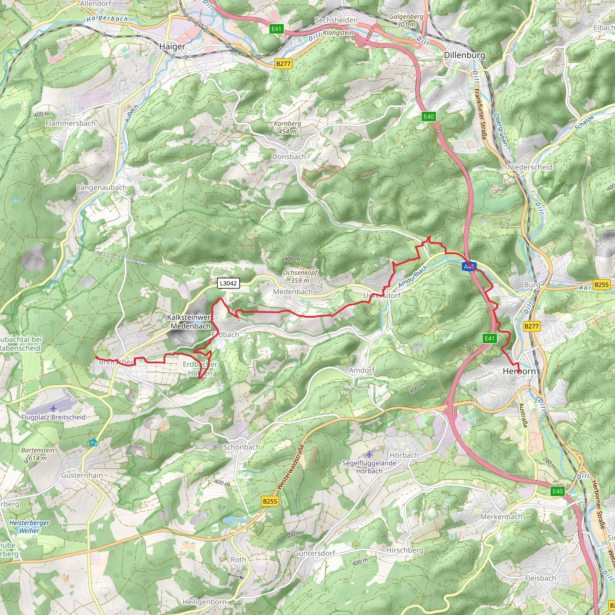 Herborn to Breitscheid Walk mobile static map